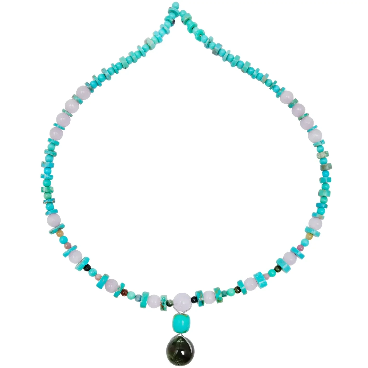 ធម្មជាតិ Turquoise Spodumene Kunzite Tourmaline Rubellite Apyrite Seraphinite បុរស ម៉ូដទាន់សម័យ ខ្សែកសាមញ្ញ 1