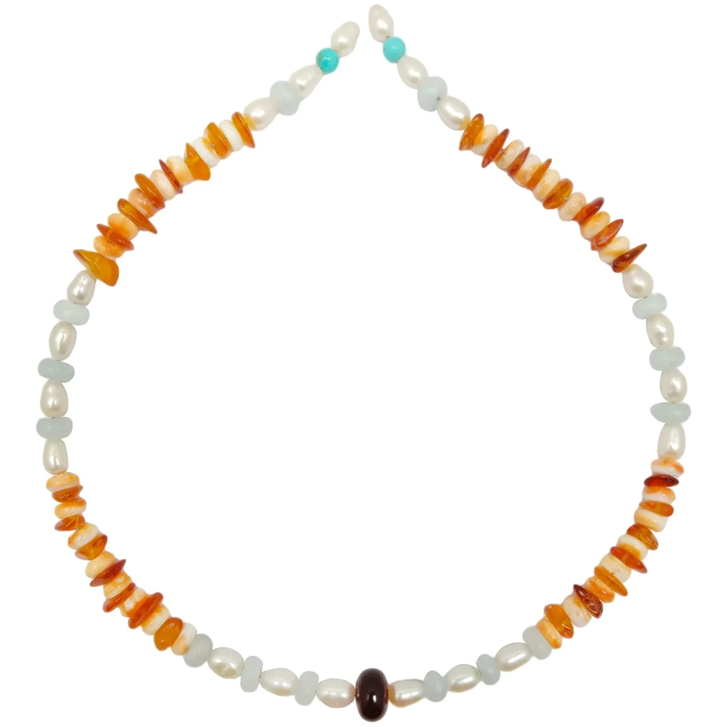 Orange Spiny Oyster Milky Blue Aquamarine Roundle Beads Amber Uye Pearl Natural Turquoise Choker Chipo Chevakadzi 1
