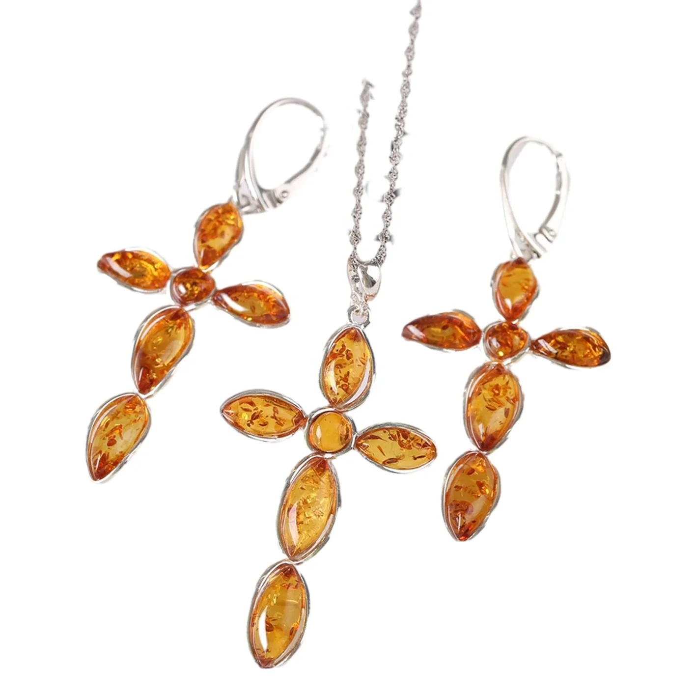 ក្រវិលប្រាក់ Sterling ជាមួយនឹងគ្រឿងអលង្ការធម្មជាតិរបស់នារី Baltic Amber 1