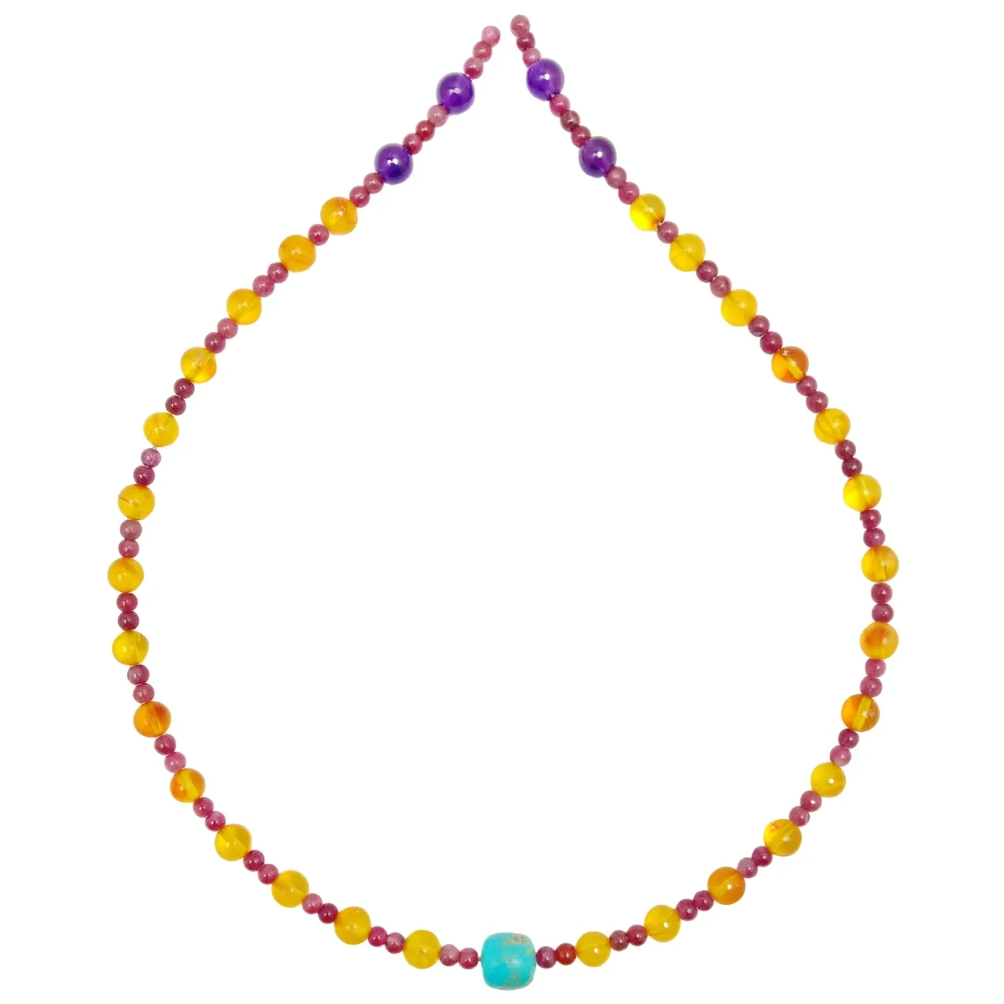 Turchese Turchese Ambra Turmalina Rubellite Apirite Ametista Collana Rotonda di Perline Regalo di Promessa Per e Donne 1