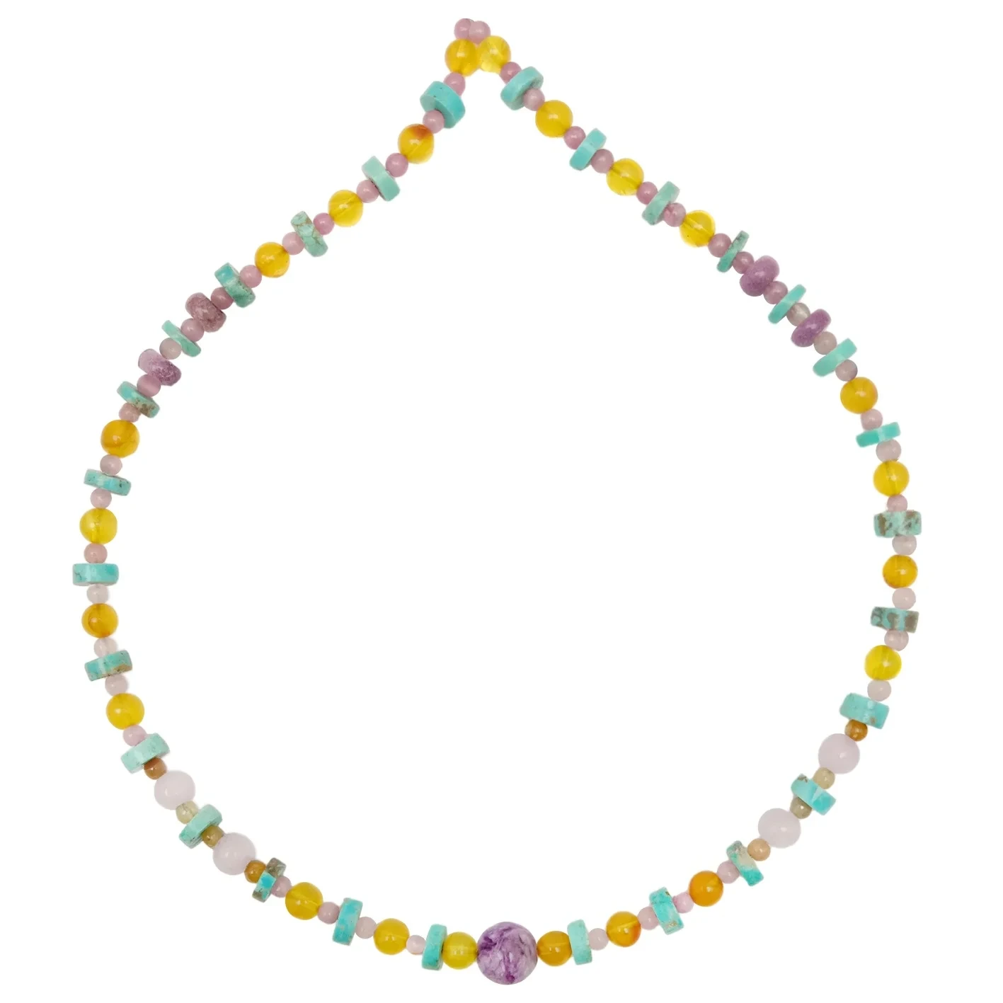 Turchese Naturale Ambra Spodumene Kunzite Fosfosiderite Tourmaline Rubellite Apirite Collana di Perline Multi Pietra Per Donna 1