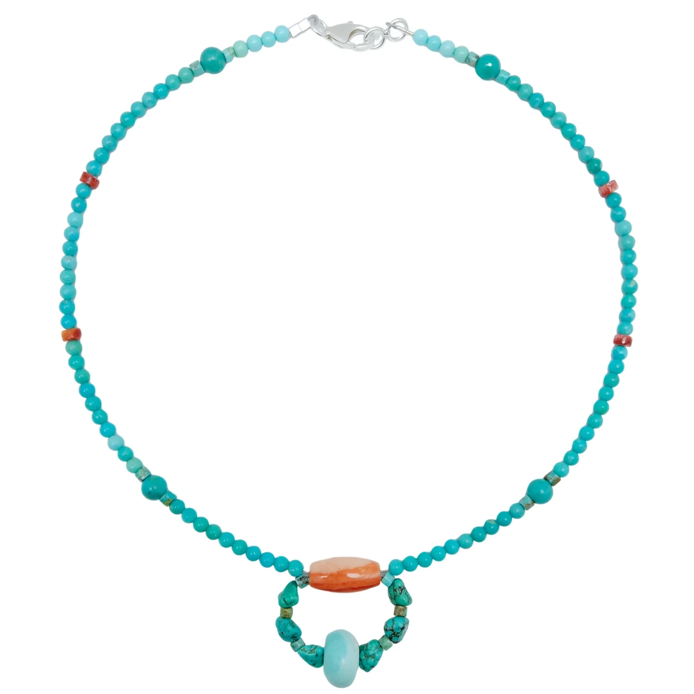 Turquoise Alami Jeung Oranyeu Spiny Oyster Kalung Permata Kalayan Kado Gaya Kasual Sareng Trendi Pikeun Awéwé 1