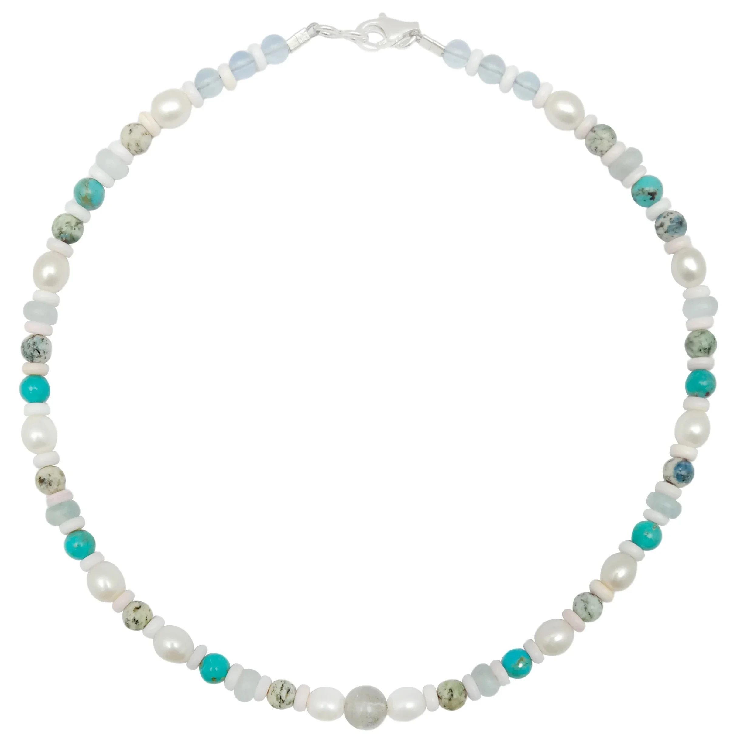ธรรมชาติ Turquoise Pearl Princess Spiny Oyster Energy Stone Milky Blue Aquamarine Labradorite สร้อยคอแฟชั่นของขวัญ 1