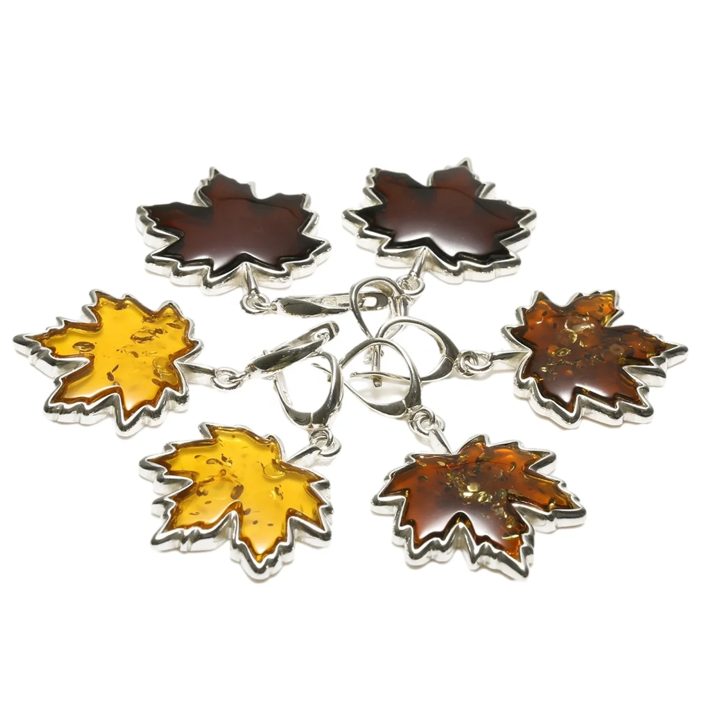 Echt en natuerbrown - Maple Leaf Amber Earrings yn 925 Sterling Sulver Perfekte kado's foar har 1