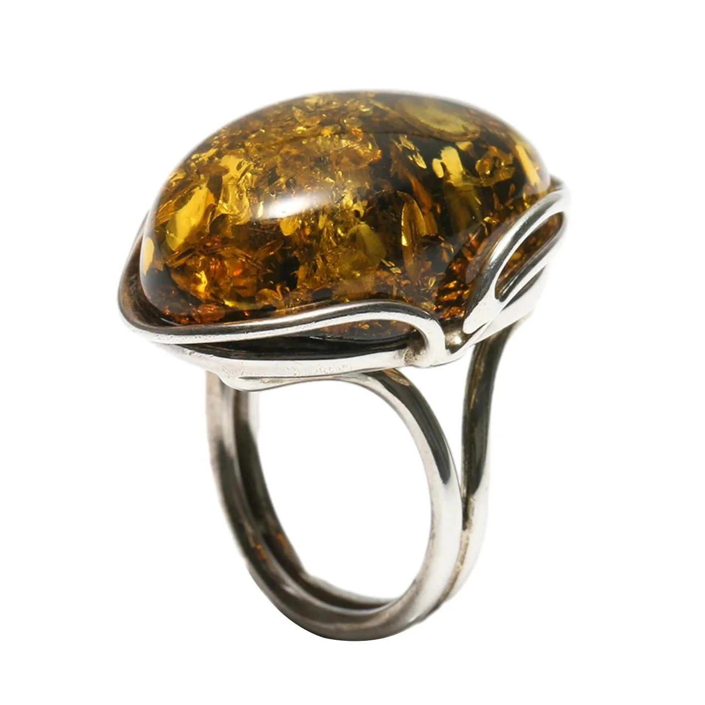 Tekun Baltic Na Halitta Babu Ingantacciyar Zoben Flower Vintage Amber Jewelry 1