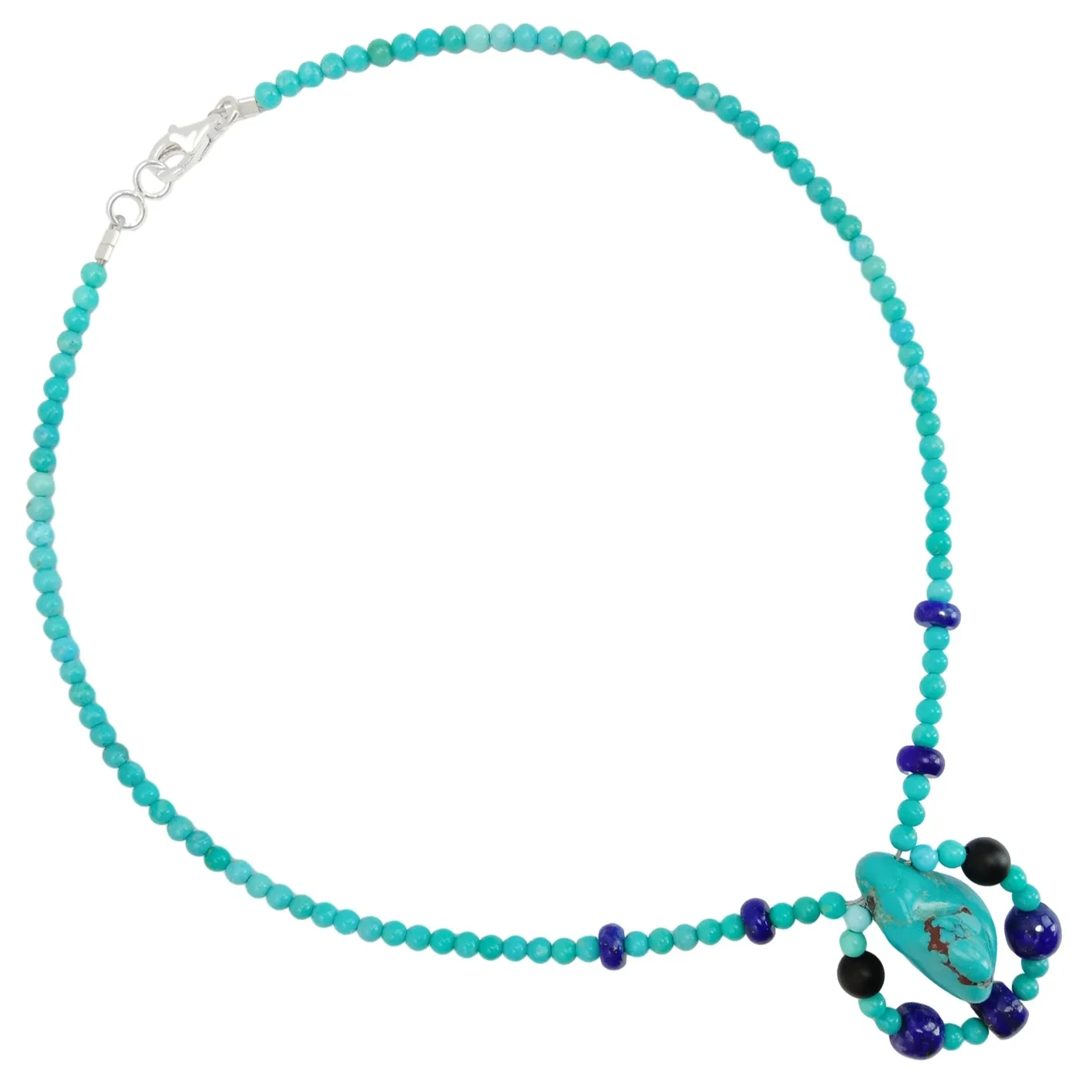 Turquoise Naturali U Onyx Kyanite Gemstone Pendant Necklace Strand Sħiħ 16inch Rigal Għaliha 1
