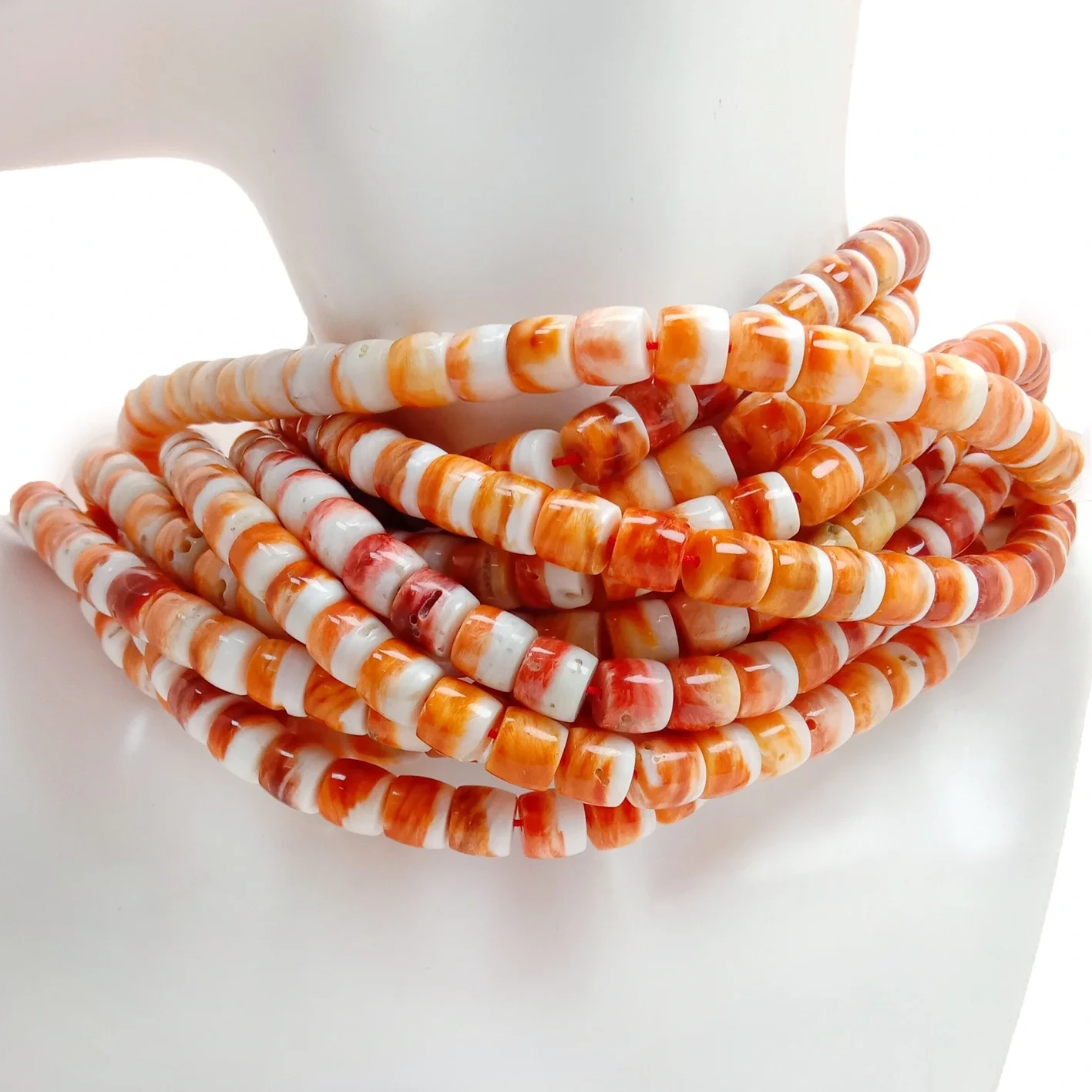 Spiny Oyster Shell Beads Full Strand 16inch High Quality Gemstone Beads Barrel -shape 1