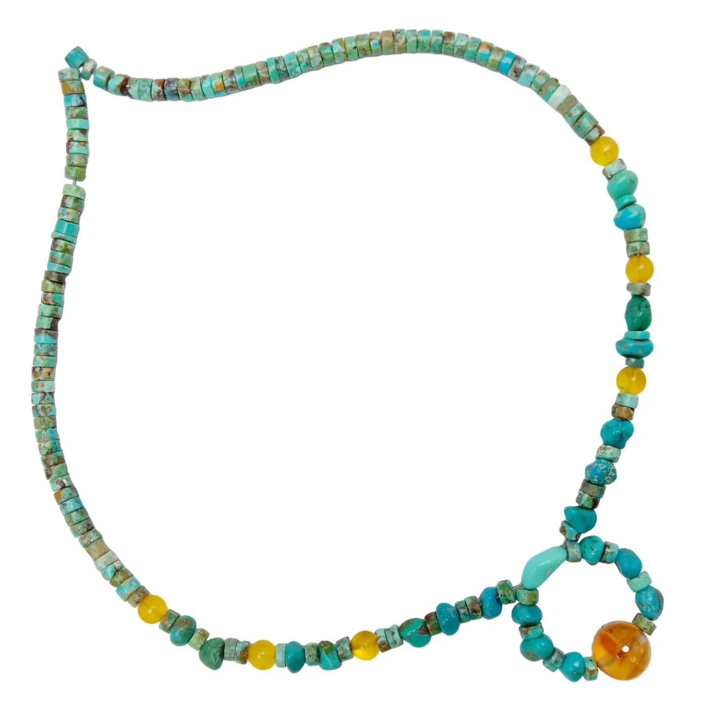 Natural Turquoise Ndi Amber Wokhala Ndi Citrine Pendant Mkanda Wochiritsa Mwala Wamtengo Wapatali Mkanda Wodzikongoletsera Wam'fasho 1