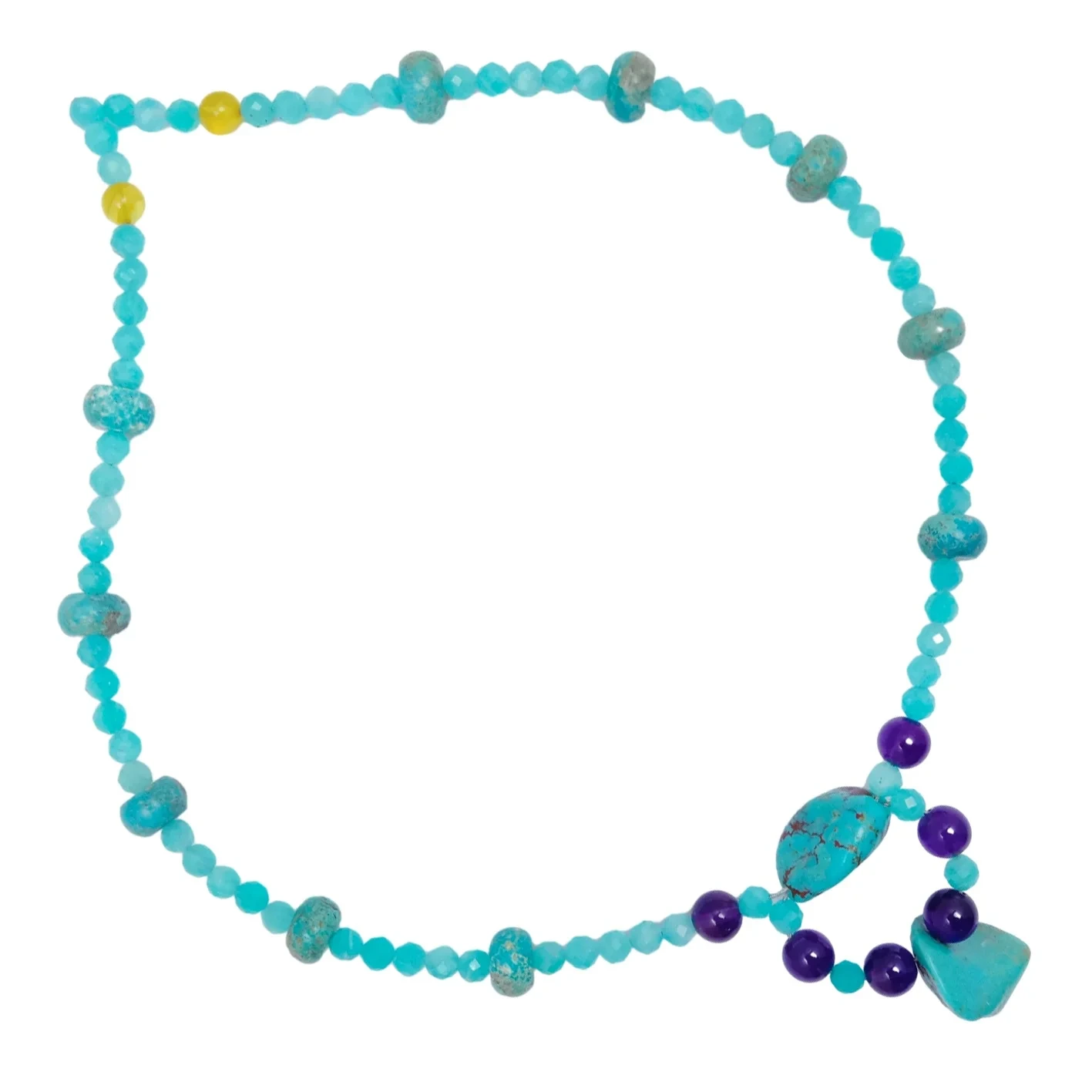 Natürlicher Türkis- und Bernstein-Amethyst-Anhänger, facettiert mit Amazonit, handgefertigter Schmuck, Geschenk für Frauen 1