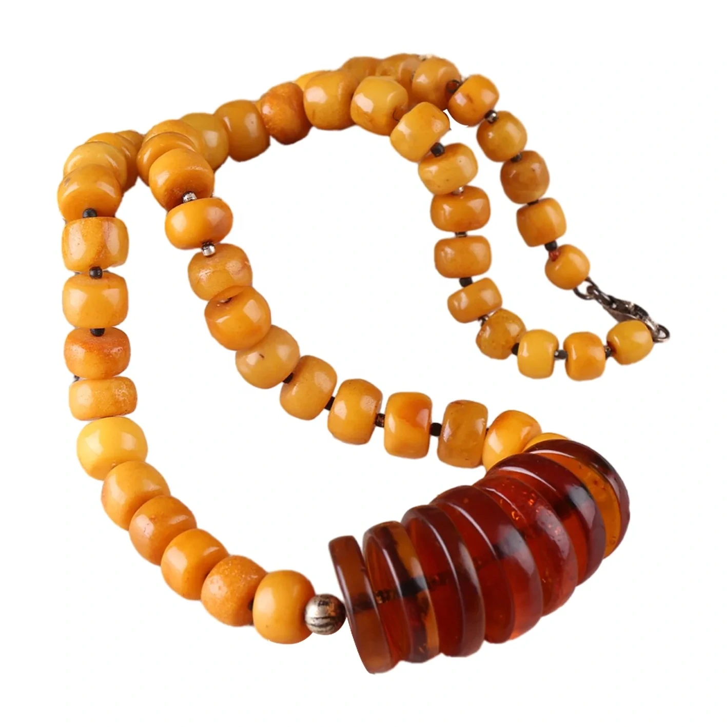 Perhiasan Gaya Vintage Amber Roundle Manik-manik Kalung Untaian 16inch Hadiah Buatan Tangan Pikeun Anjeunna 1