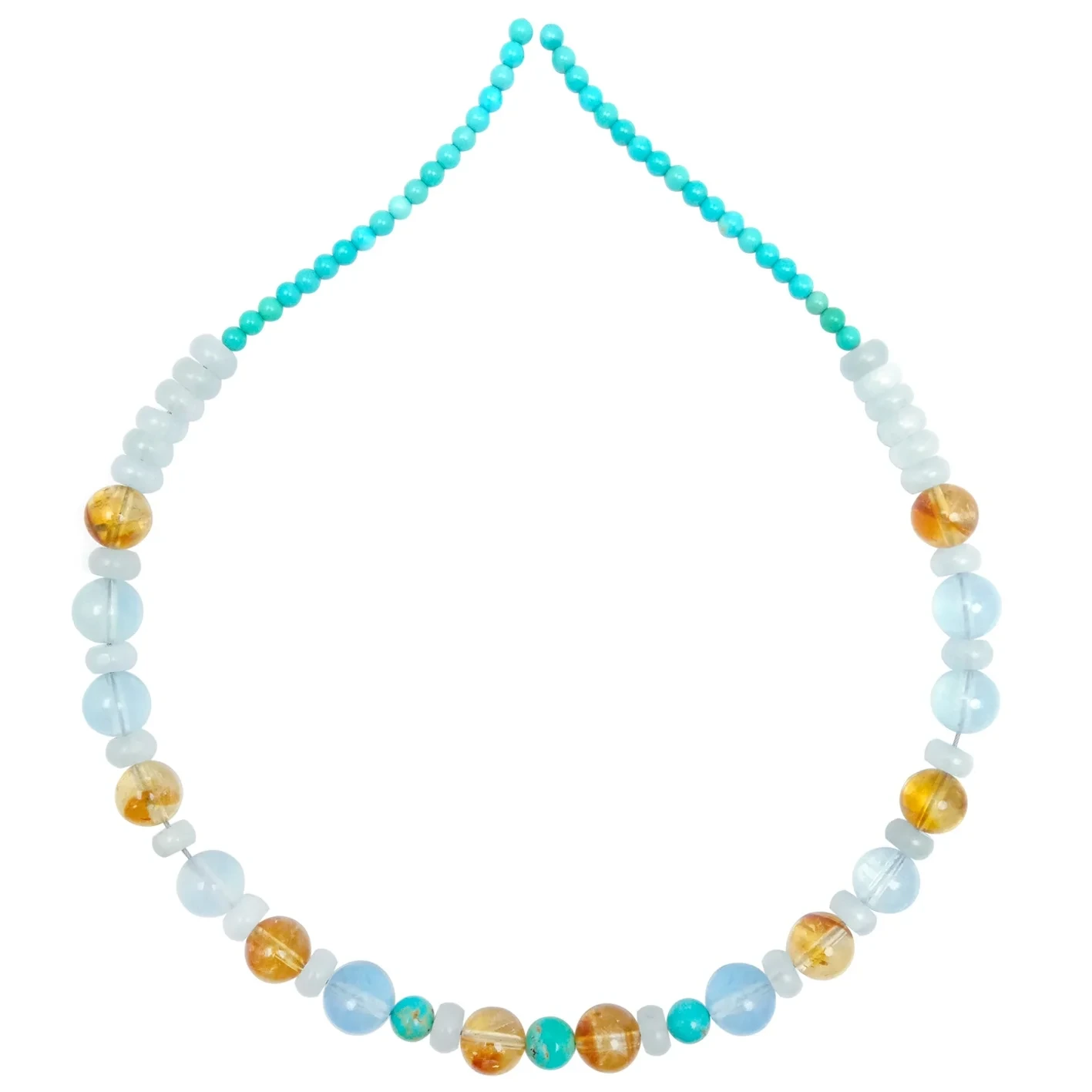 Pirus Alami Sareng Biru Susu Aquamarine Citrine Multi Batu Beaded Kalung Geulis Aquamarine Gemstone Pikeun Awéwé 1