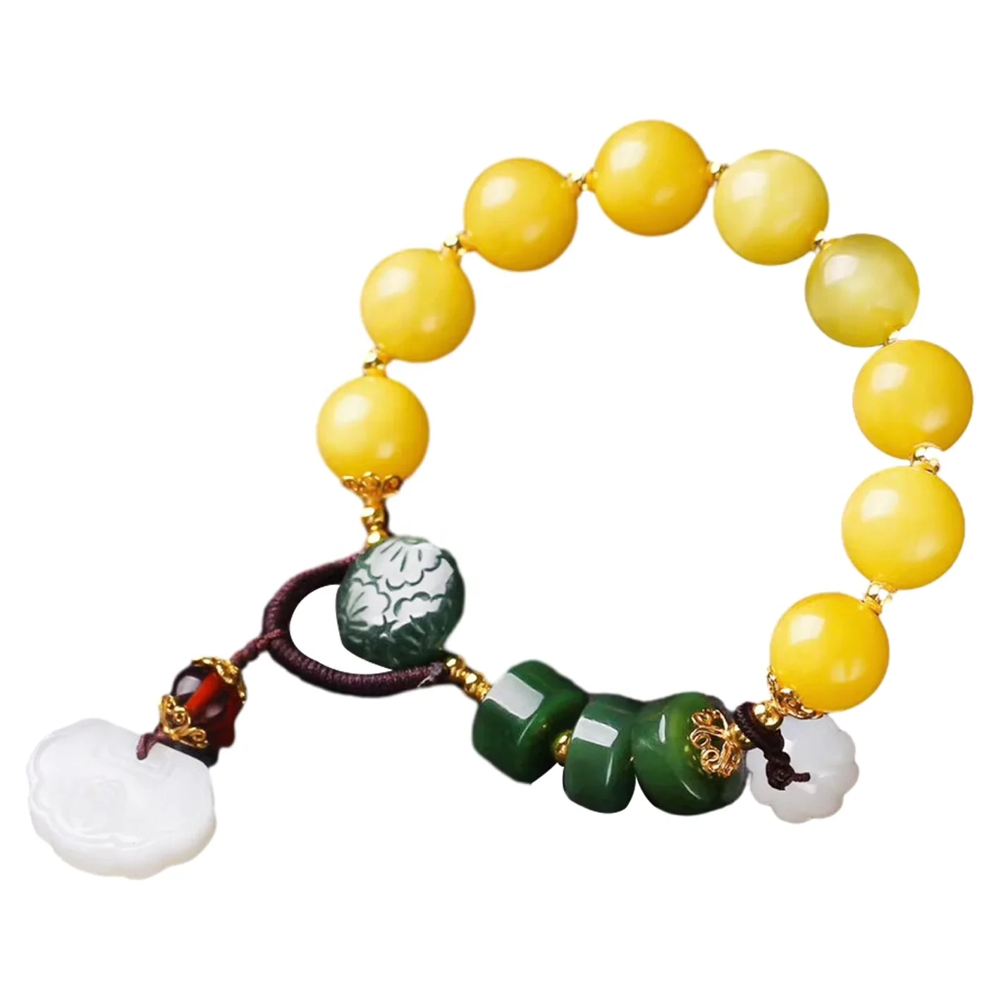 Yellow Amber Beads 12mm Classical Female Bracelet Jade Pendant Zodzikongoletsera Zakazi Zazikazi Zamtengo Wala Wachikondi 1