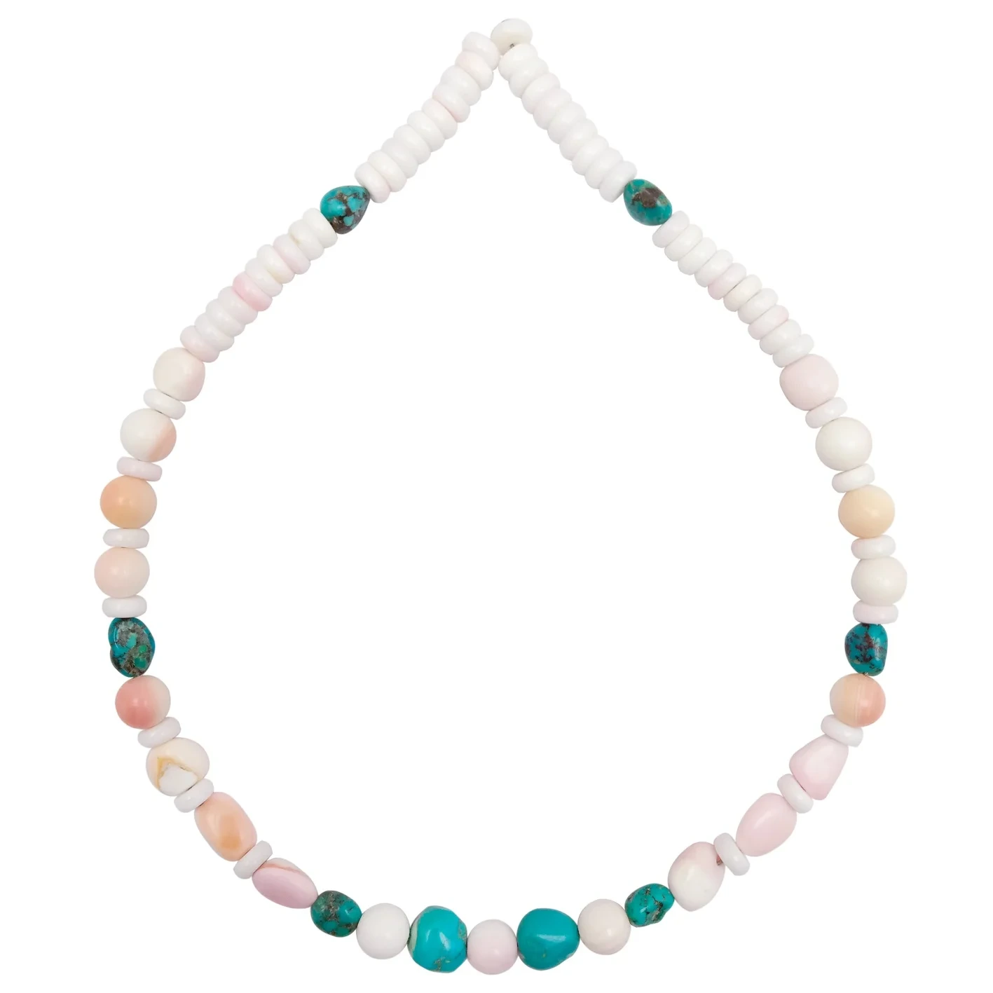 Natürliche türkisblaue und rosa Muschelkette für Frauen, handgefertigter Perlenhalsband 1