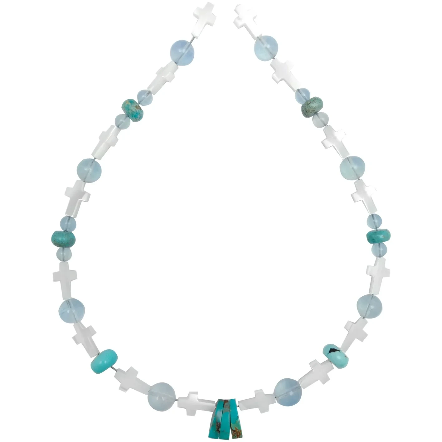 Turquoise Adayeba Ati Mop-Agbelebu Pẹlu Milky Blue Aquamarine Awọn Ilẹkẹ Dan Awọn Ilẹkẹ Ẹgba Awọn ẹbun Alailẹgbẹ Fun Awọn Obirin 1