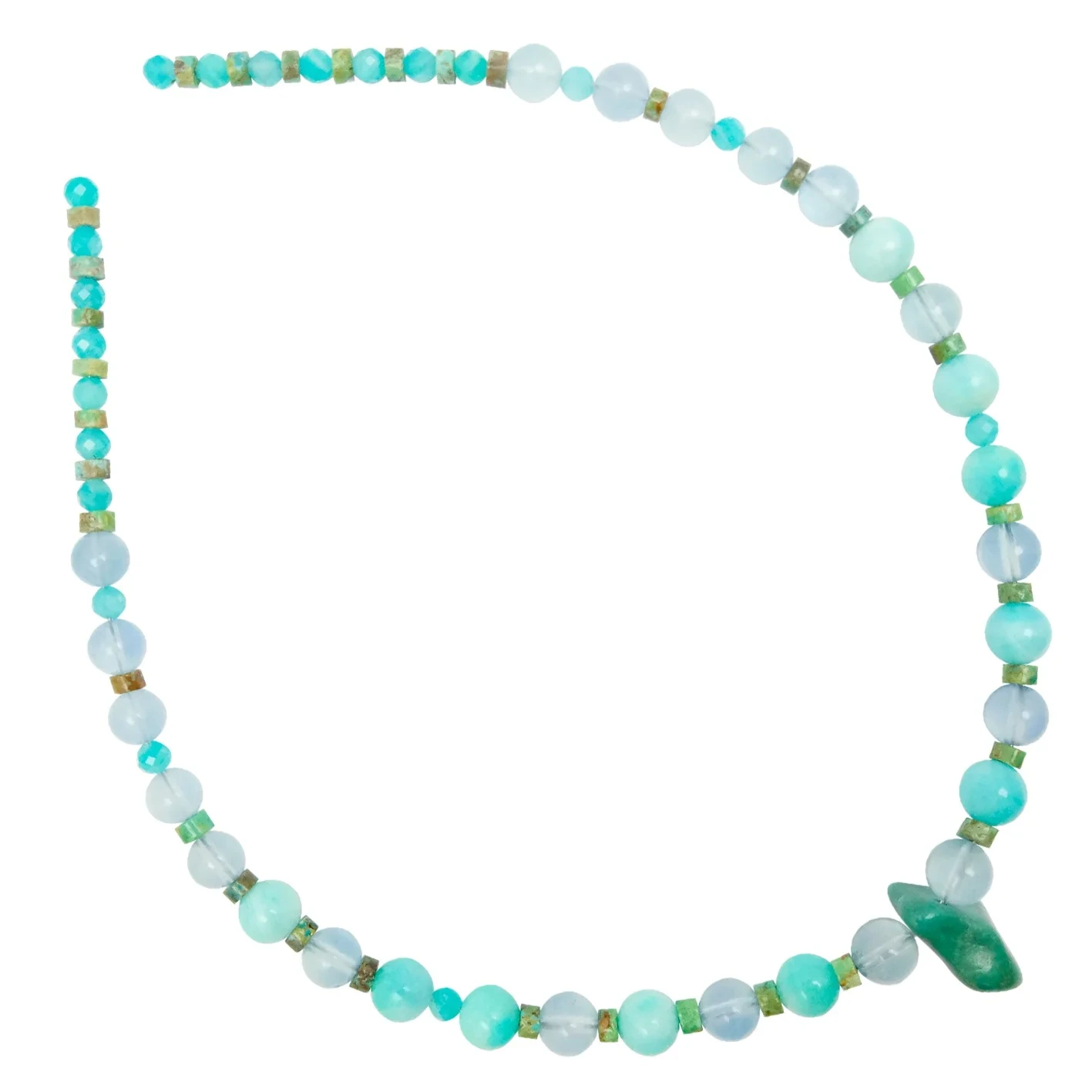 Pirus Alami Sareng Manik Amazonite Kalayan Kalung Perhiasan Batu Permata Aquamarine Biru Susu Kado Unik Pikeun Awéwé 1