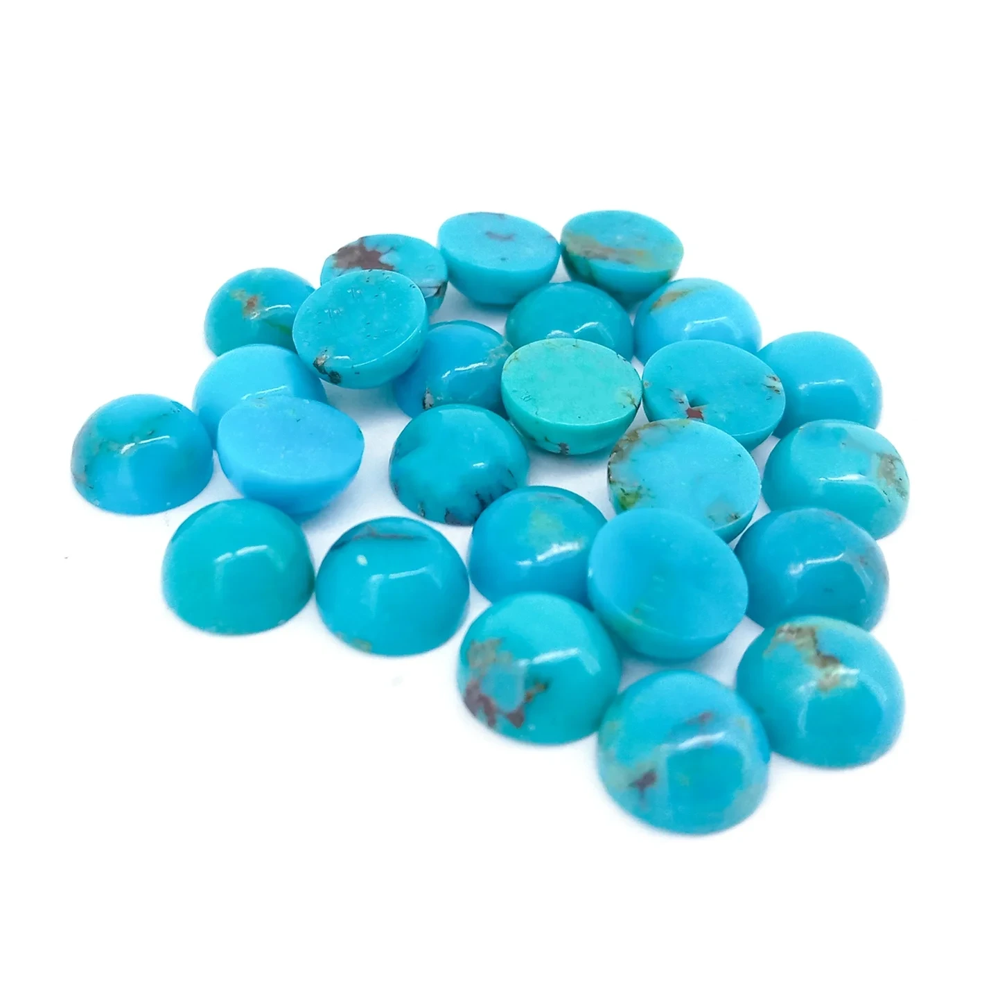 6mm I-Turquoise Yemvelo Eyindilinga Amakheshi Abushelelezi Eyindilinga I-Cabochon 1