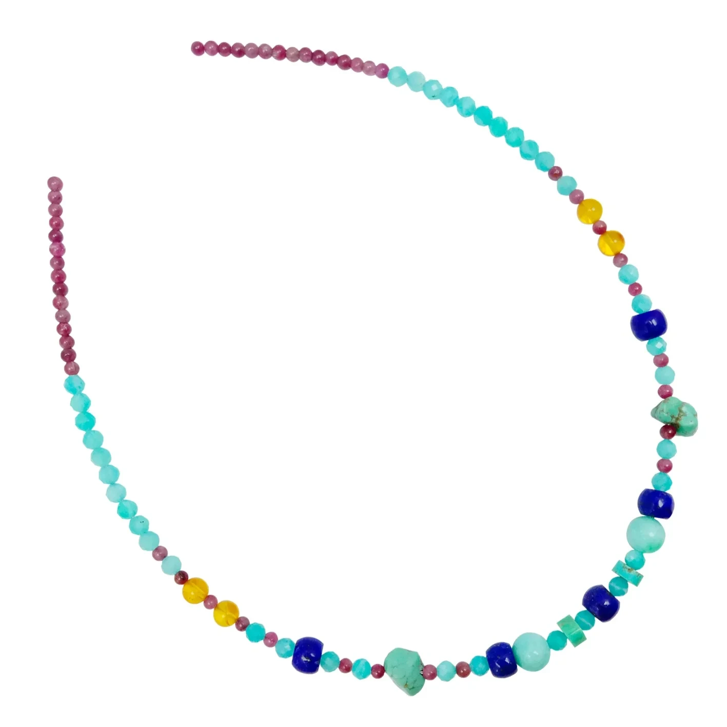 Natural Turquoise Amber Amazonite Tourmaline Rubellite Apyrite Lapis Lazuli Beaded Necklace Zvishongo Zvevakadzi 1