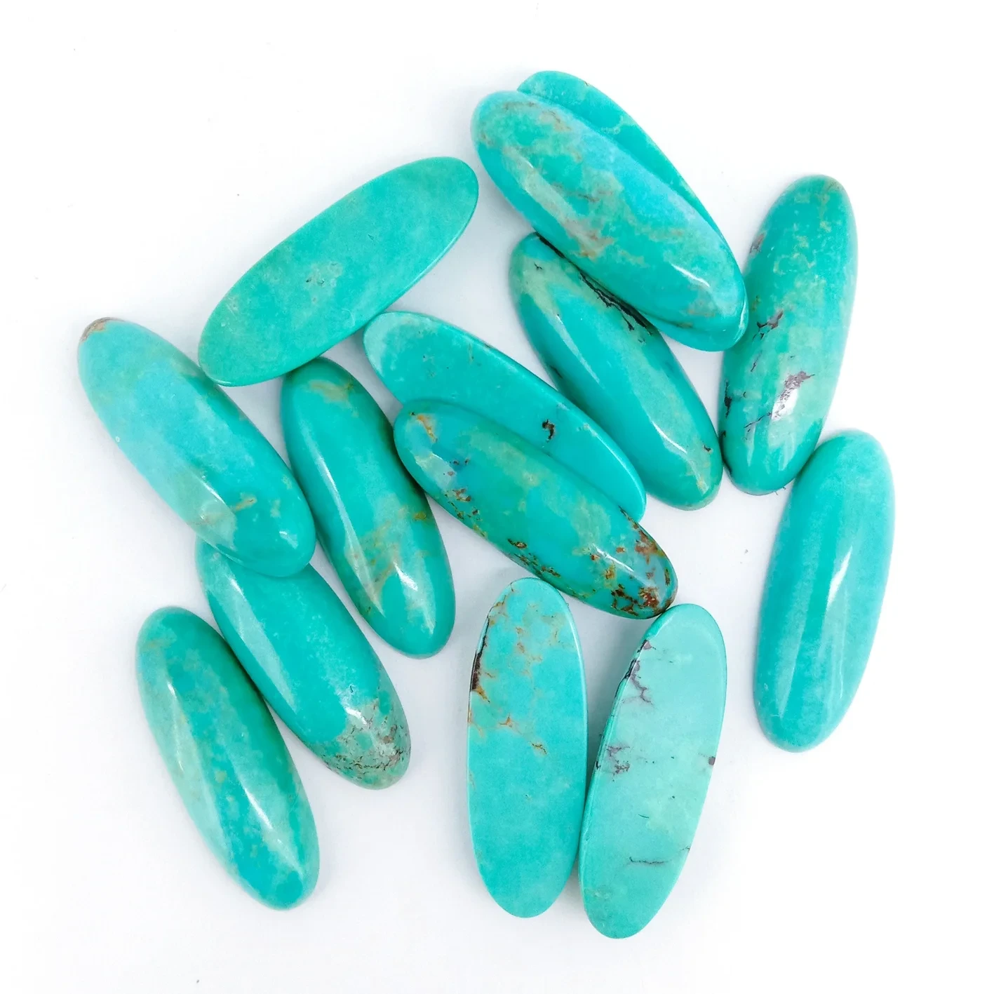 Cabochon di forma ovale turchese naturale da 7 x 20 mm per la creazione di gioielli 1