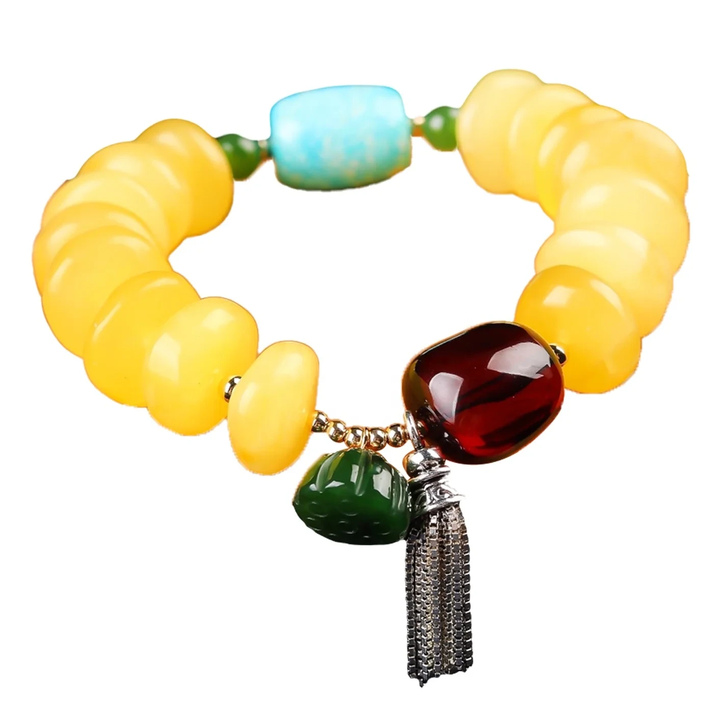 Табиӣ Фирӯз бо щаҳрабо Jade Gemstone дастпона Ангури Style Ҷавоҳирот 1