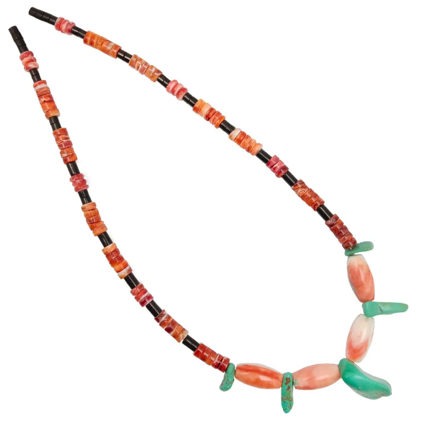 Pendant Turquoise Alami sareng Manik Heishi Tiram Tiram Kalayan Manik Onyx Kalung Kalung Perhiasan Asli Pikeun Awéwé 1
