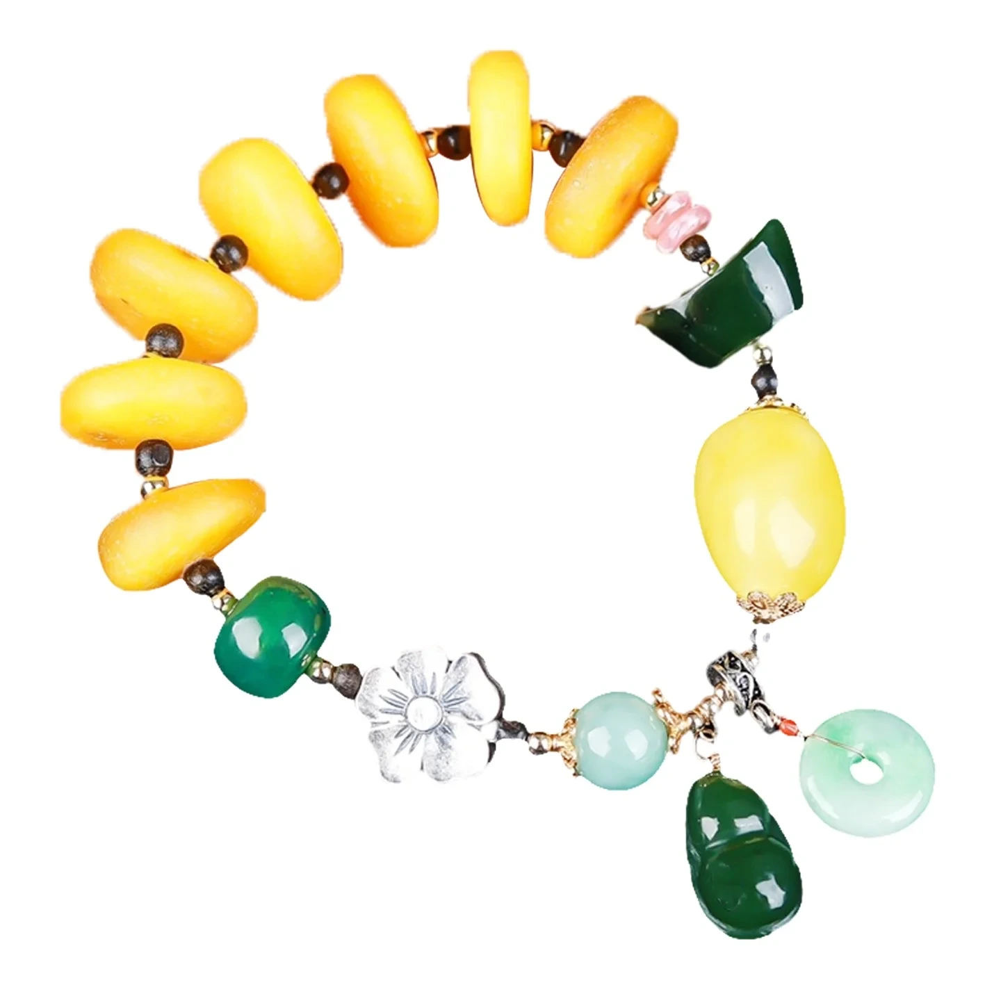 Isongo Lesongo Le-Amber Eliphuzi Elapheka Nge-Jade Pendant Egcwele I-Strand engu-16inch 1