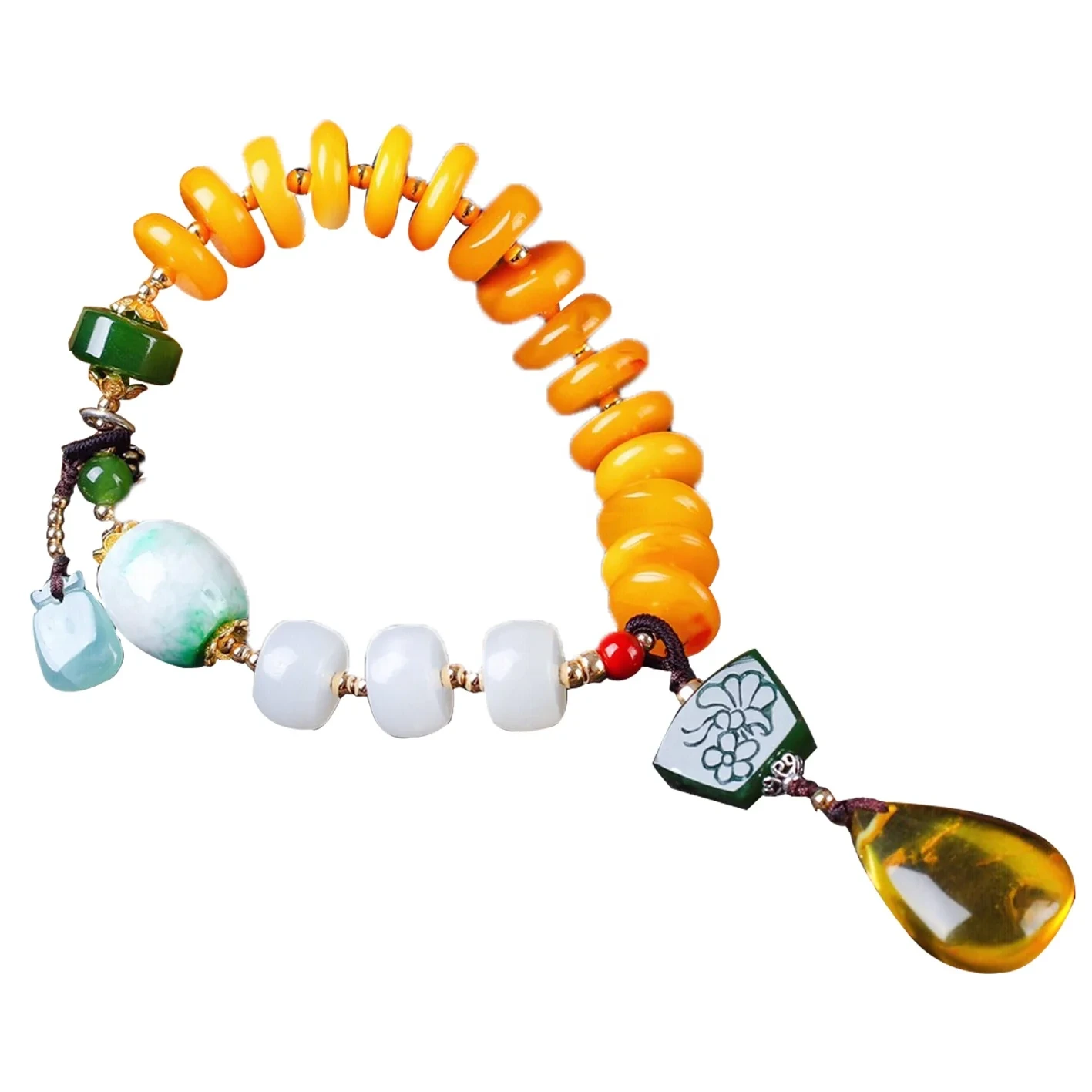 Amber Original Design Bracelet With Jade Pendant Original Design Bracelet 1