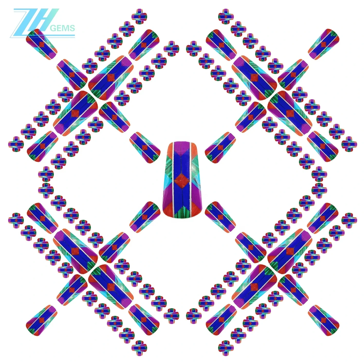 Cabochon en mosaïque de pierres précieuses trapézoïdales, taille 9x19mm, pour la fabrication de bijoux, bracelet à bricoler soi-même 1