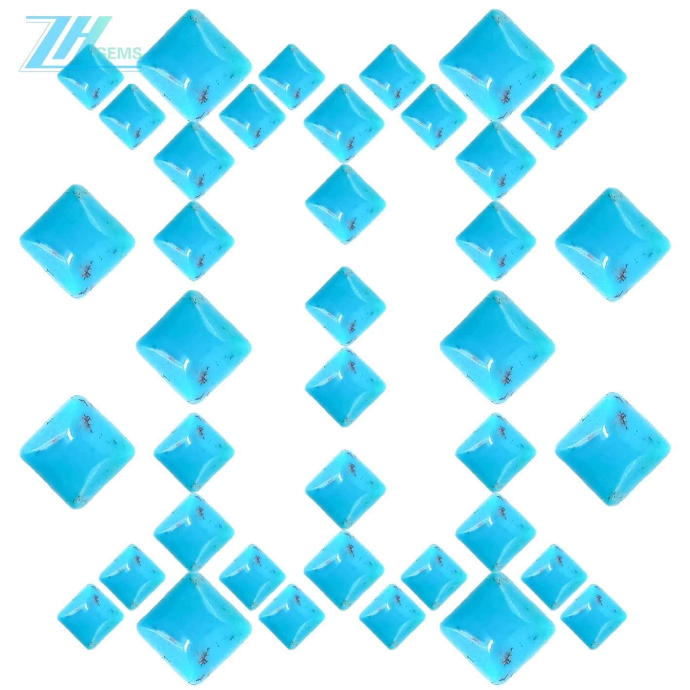 Natural Turquoise Square-shape Saizi 6mm Cabochon Yezvishongo Kuita Mafashoni Dhizaini 1