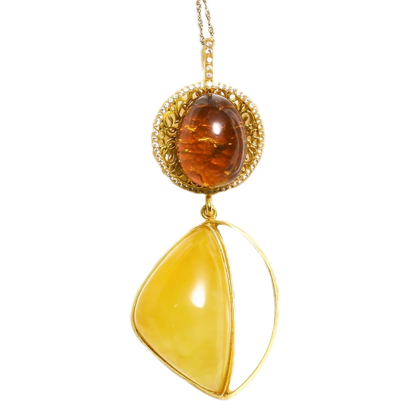 Tabiiy Boltiq dengizi optimallashtirilmagan oq gulli asal mumi Amber kulon Vintage uslubidagi zargarlik buyumlari 1