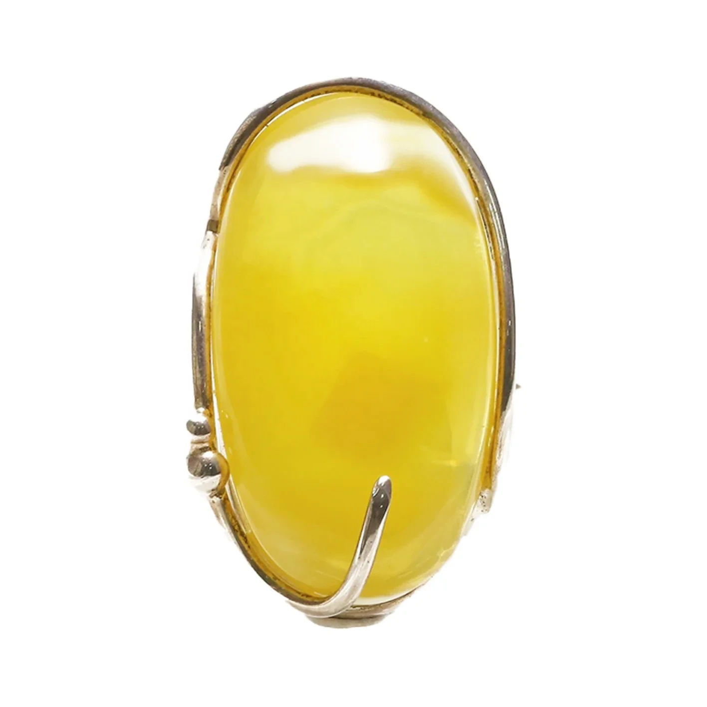 Sterling Silver ak Baltic siwo myèl Amber Gemstone bag oval bijou 1