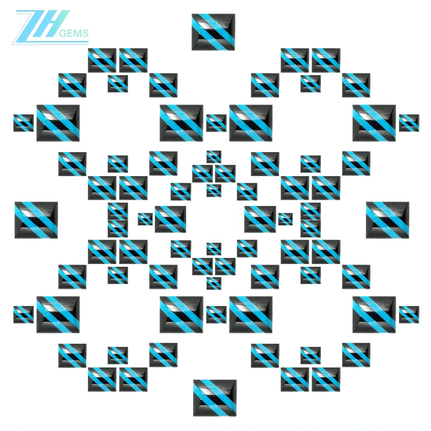 Intarsia Stone Square Cab Turquoise နှင့် Onyx Cab အရွယ်အစား 12*22mm 1
