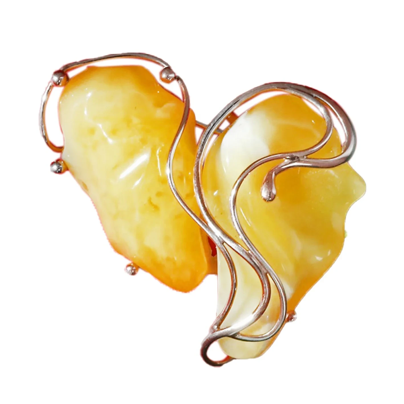 Vintage Sterling Silver Butter Amber Kalung Loket Barang Kemas Cantik 1