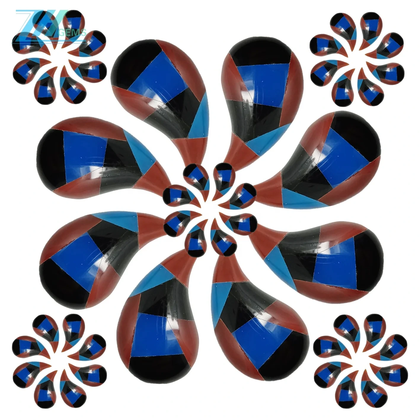 Color Ful Gem Intarsia Free-shape Stone Size 12*22mm For Jewelry Maker Deseño de moda 1
