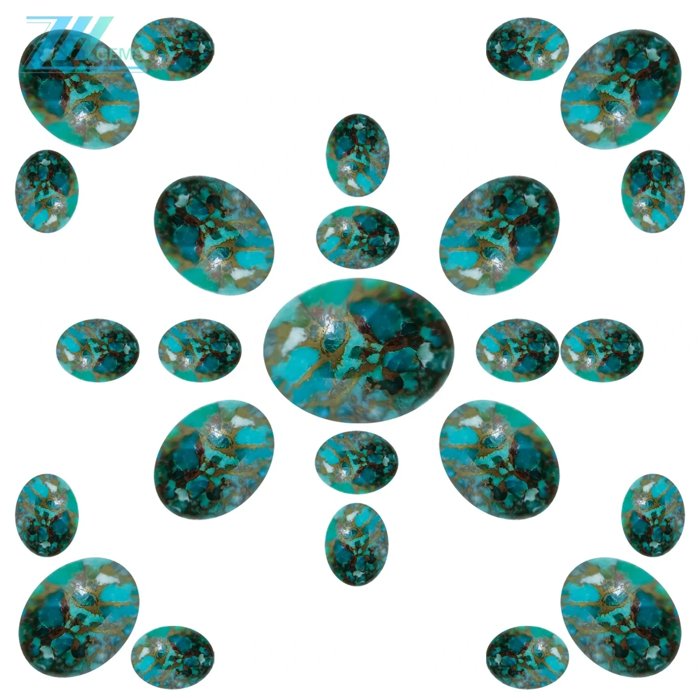 Natural nga Blue Copper Turquoise Oval Shape Cabochon Flat Back Calibrated Wholesale Gemstones 1