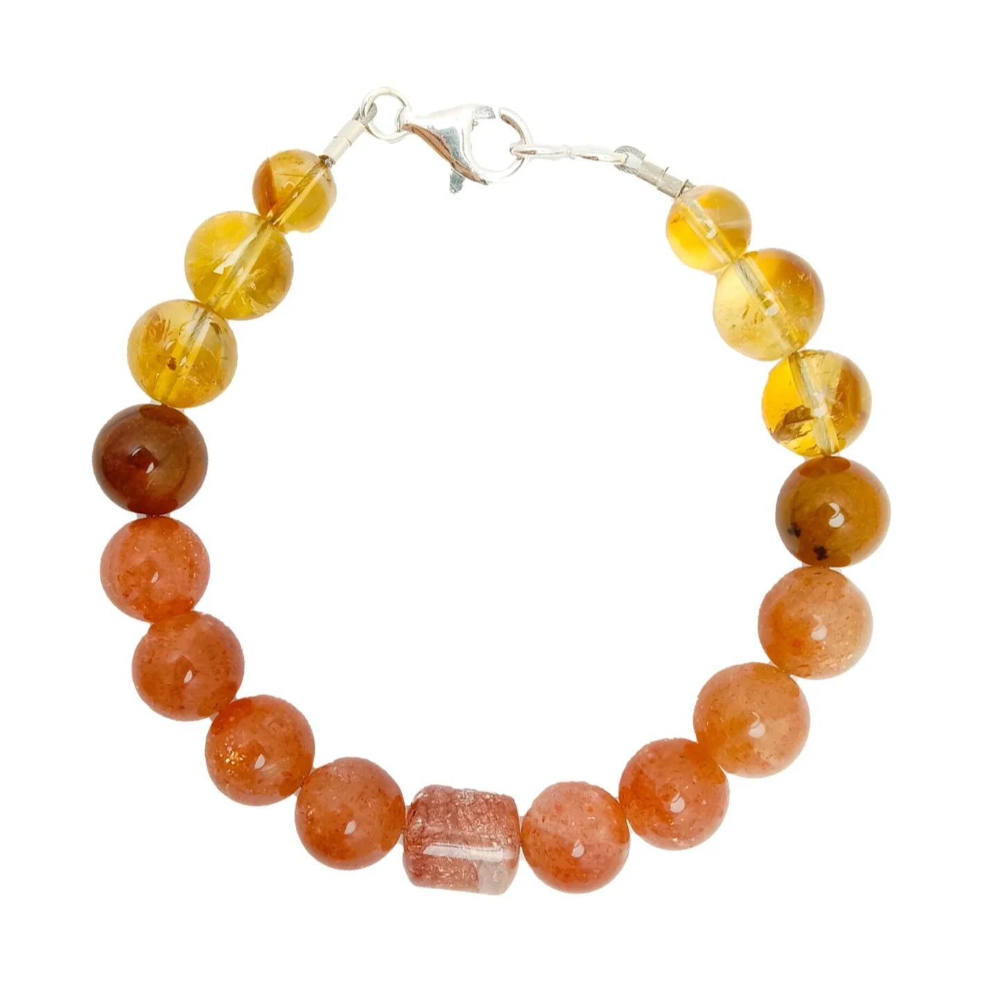 10mm Rutilated Quartz En 8-10mm Citrien Smooth Beads Mei Pietersite Gemstone Handmade Armband Full Strand 7.5inch 1