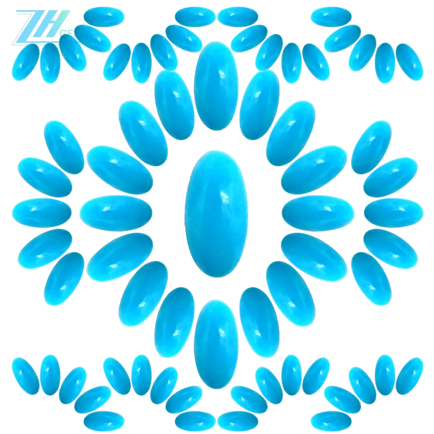 Oval-shape Natural Turquoise Cabochon Size 6*12mm Gemstone Cabochon Stone Bakeng sa ho Seta mabenyane 1