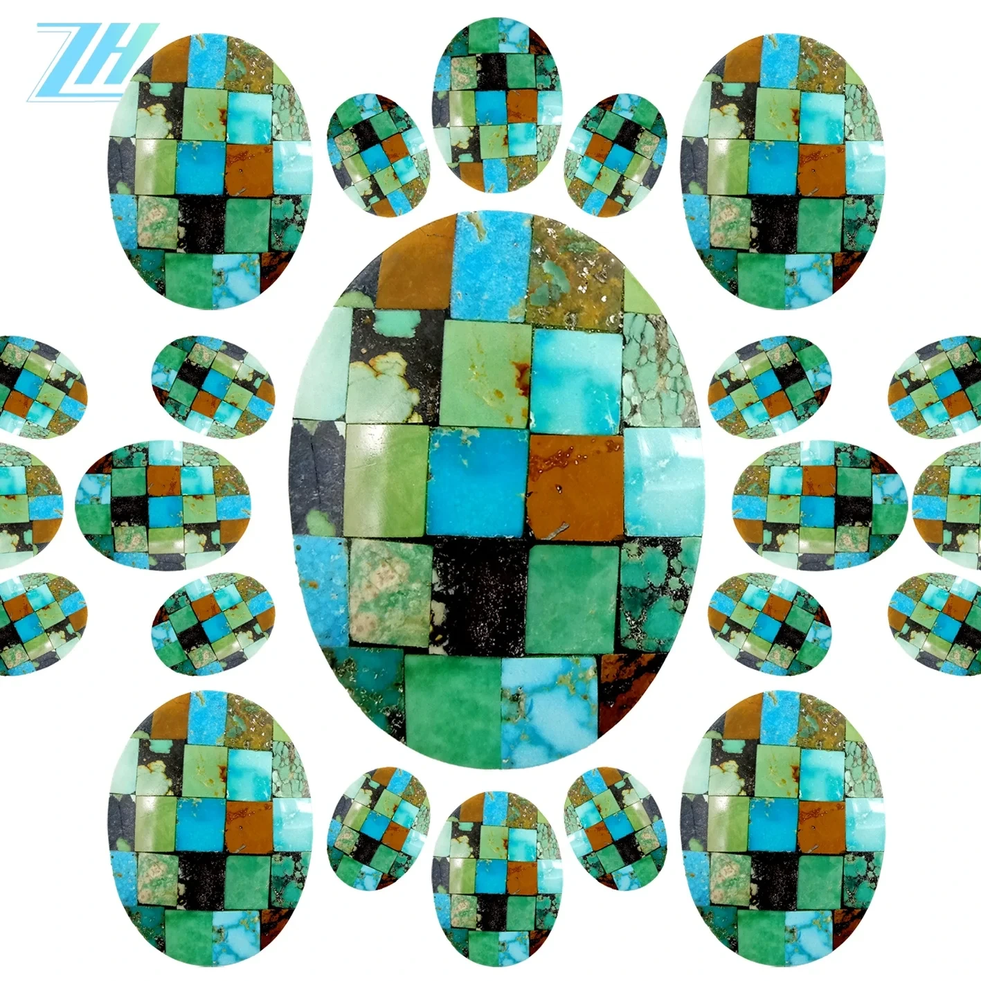 Turquoise Gem Mużajk Ovali Daqs tal-Kabina 30 * 40mm Għall Dehbijiet Bracelet Necklace Making Diy 1