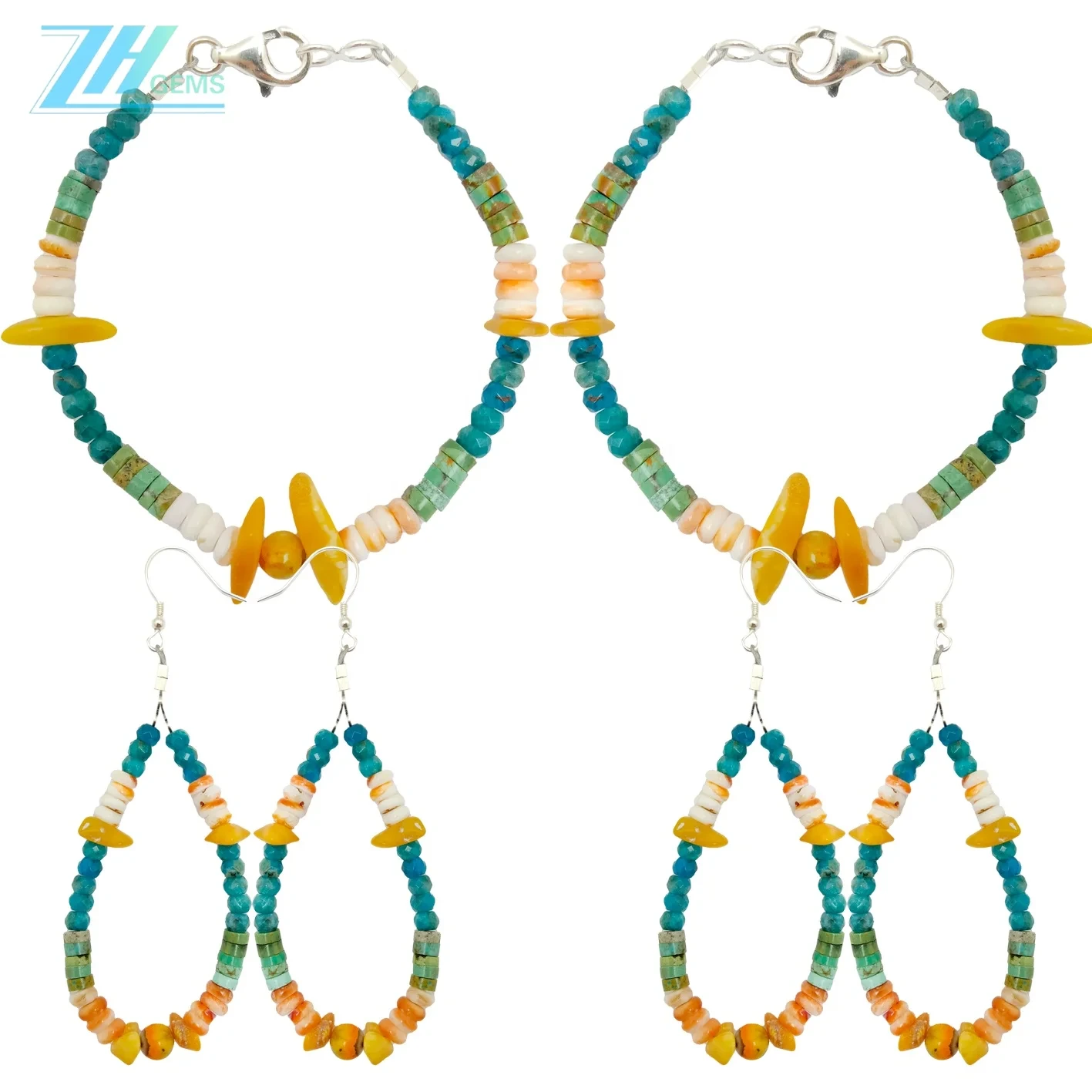 Perles de Heishi de color turquesa natural i apatita facetada amb abella amb forma lliure amb perles de pedra multicolor 1