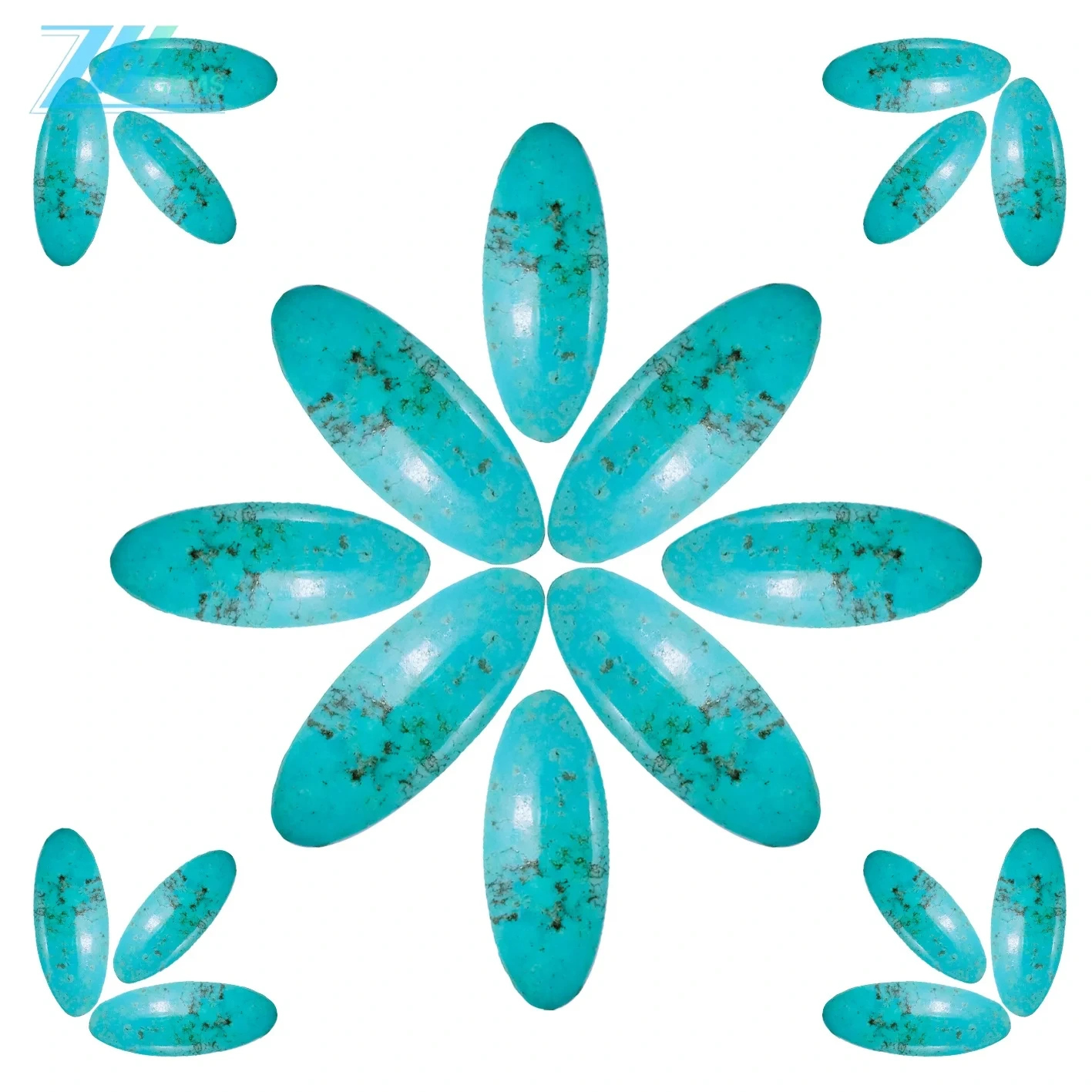 Oval Natural Turquoise Loose Cabochon Size 10 * 26mm Para sa Alahas Paghimo DIY Singsing O Pendant 1
