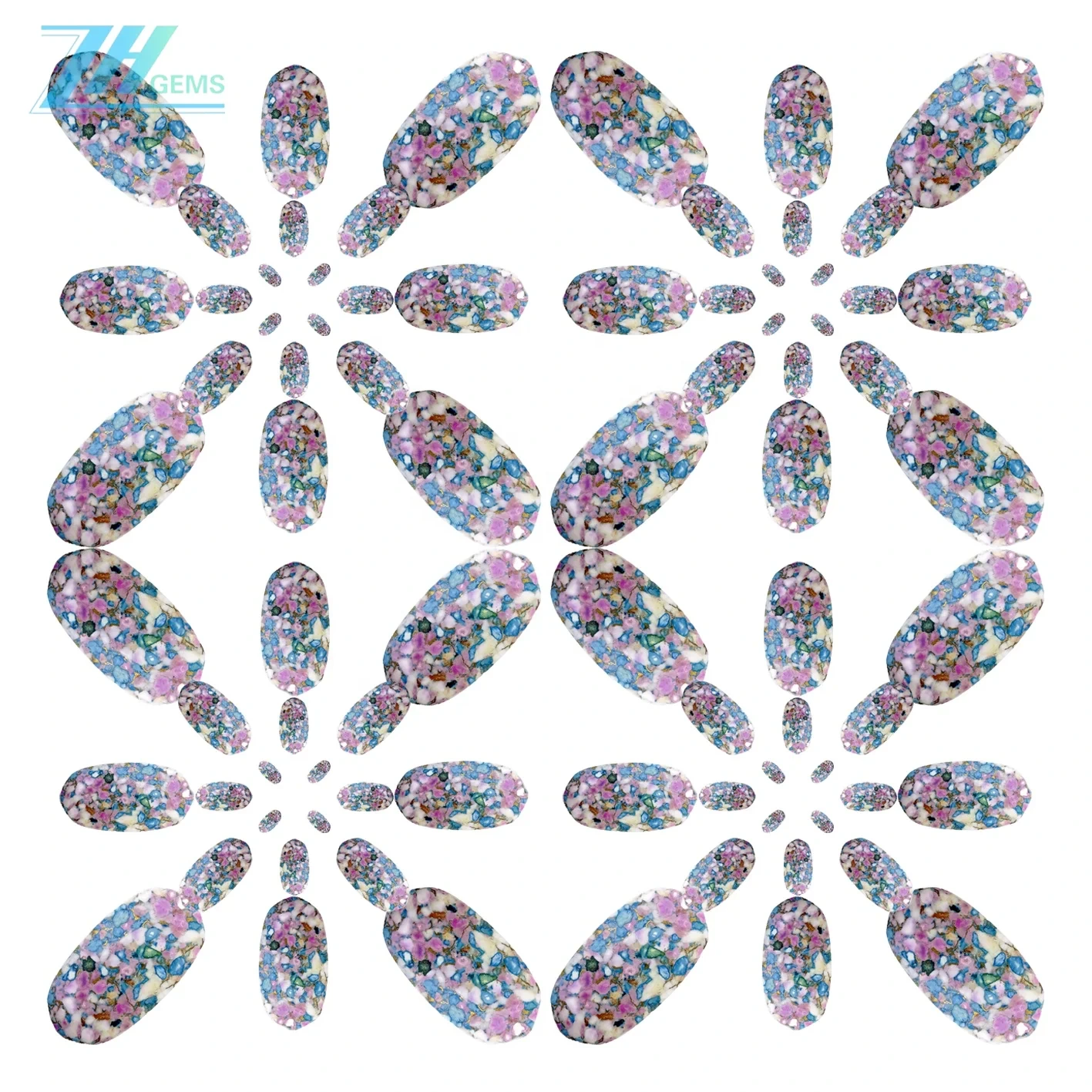 کابین بلوک فیروزه ای طبیعی سنگ رنگارنگ Cabochon اندازه 22*43mm 1