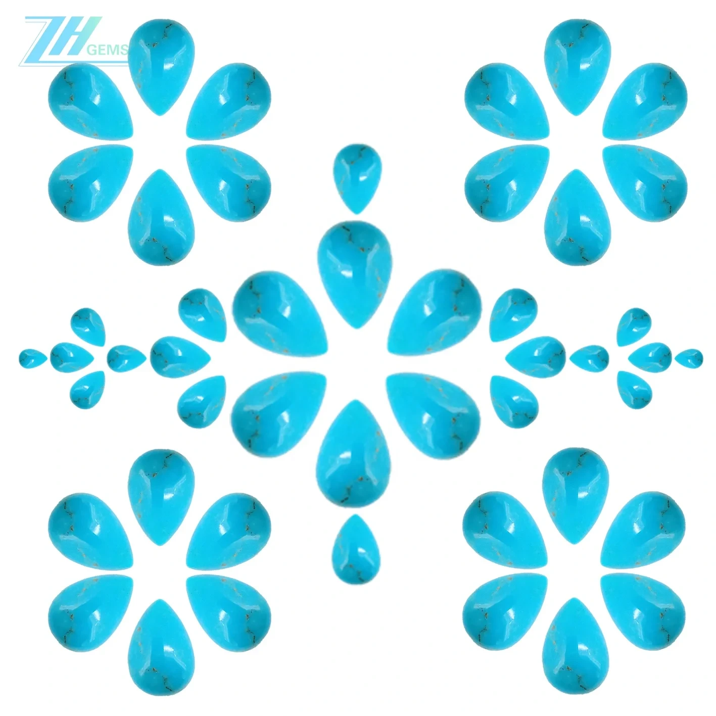 Ukubwa wa Pear ya Turquoise Asili 7*10mm Kwa Vito vya Kutengeneza Mitindo 1