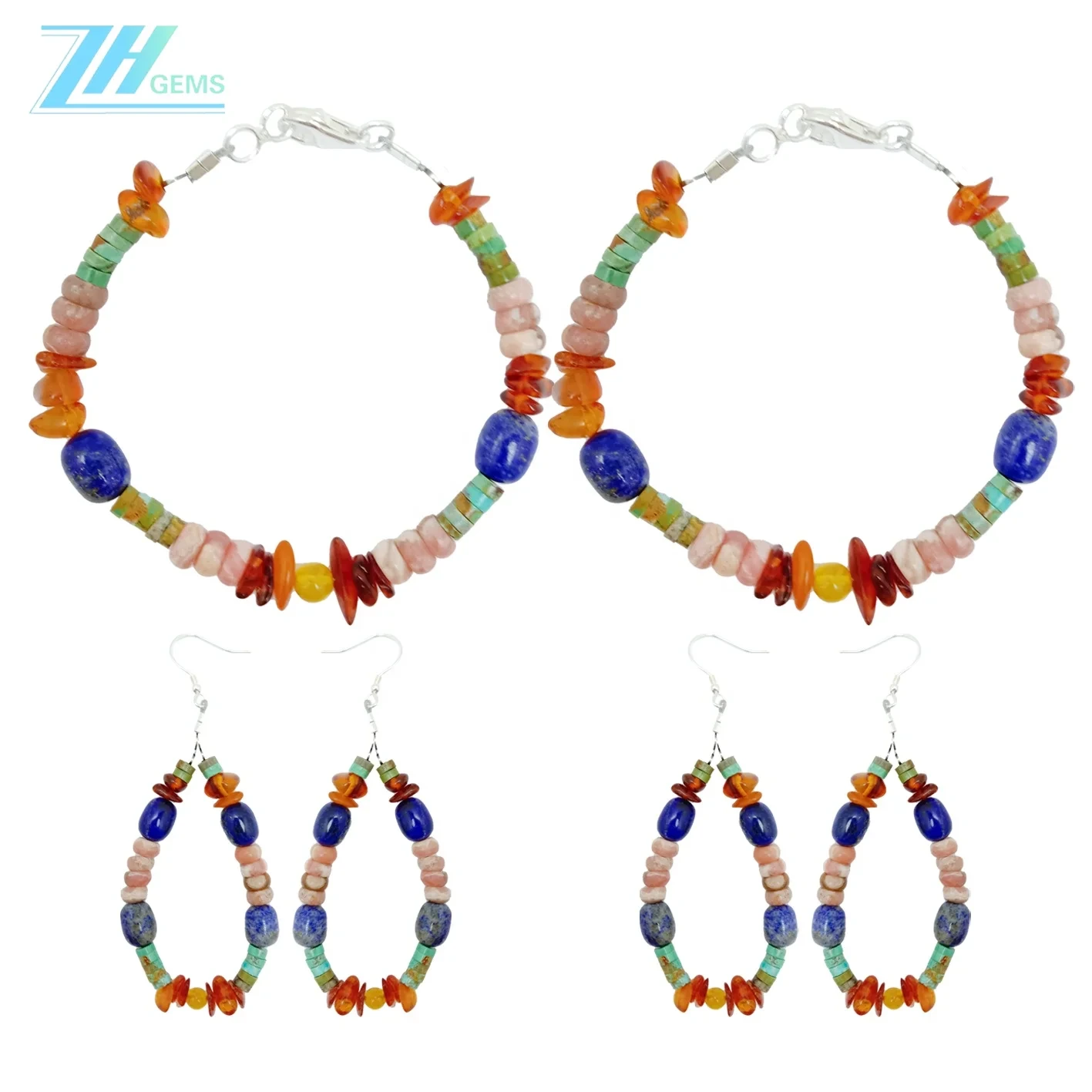Nā Lei Turquoise Heishi Kūlohelohe a me ka ʻAmber ʻano ʻokoʻa ʻole me nā ʻāpana Lapis Rhodochrosite Roundle. 1