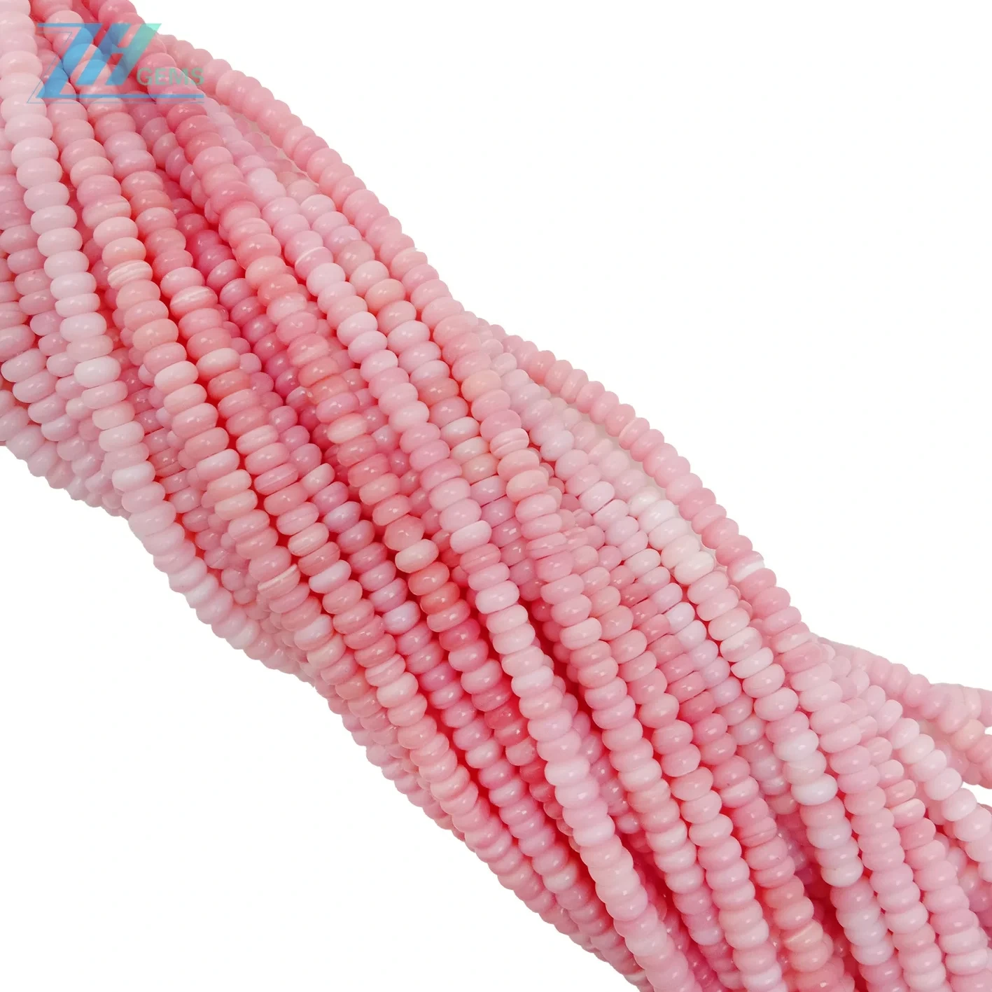 Pink Opal Smooth Rondelle Ụdị Beads Size 4mm Opal Pink mara mma 1