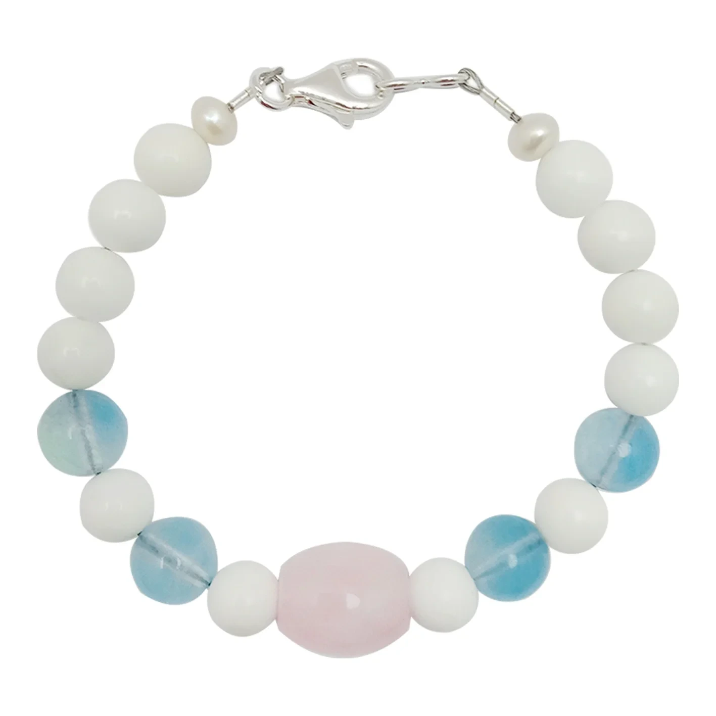 Rose Quartz Beads och Tridacna Milky Blue Aquamarine Pearl Smooth Beads Handgjorda armband Meningsfulla smycken 1