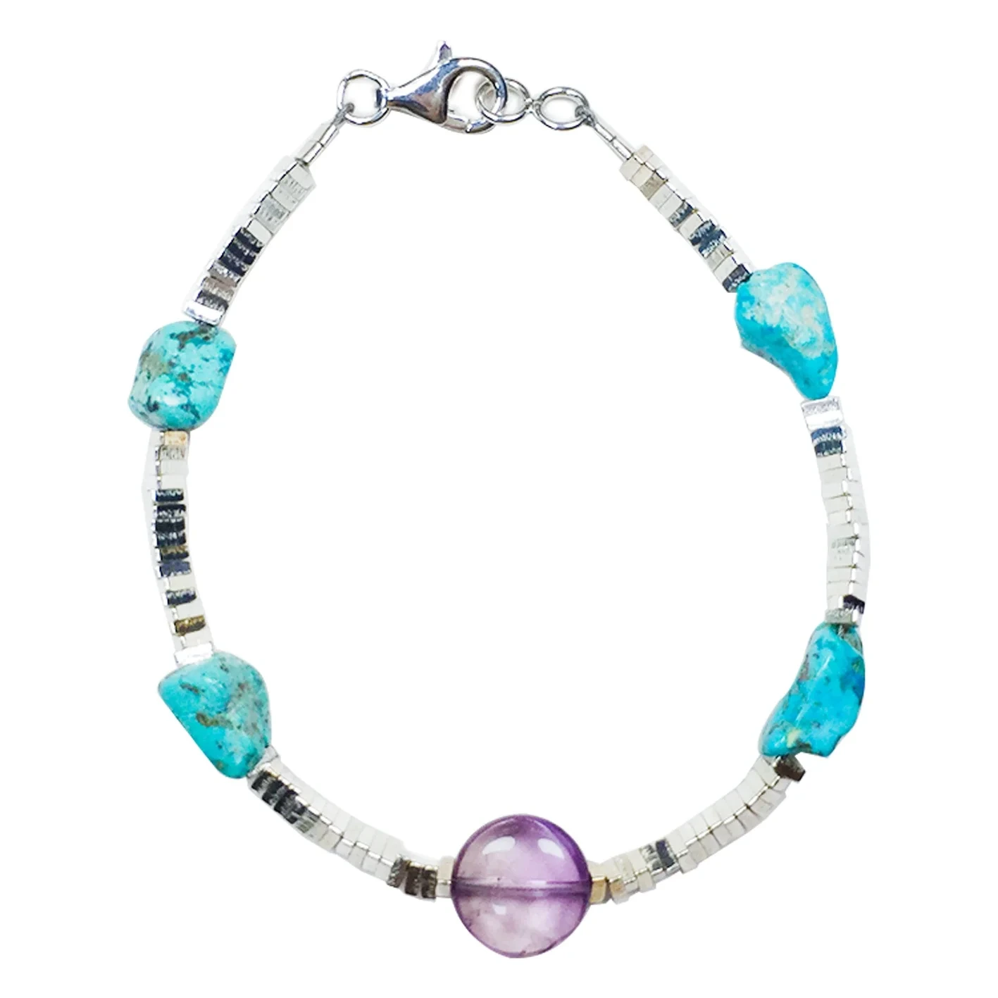 Turquoise Nádúrtha de chruth saor in aisce le siogairlín fluorite fluorite agus 925 bracelet gemstone airgid snáithe iomlán 8 orlach uathúil 1