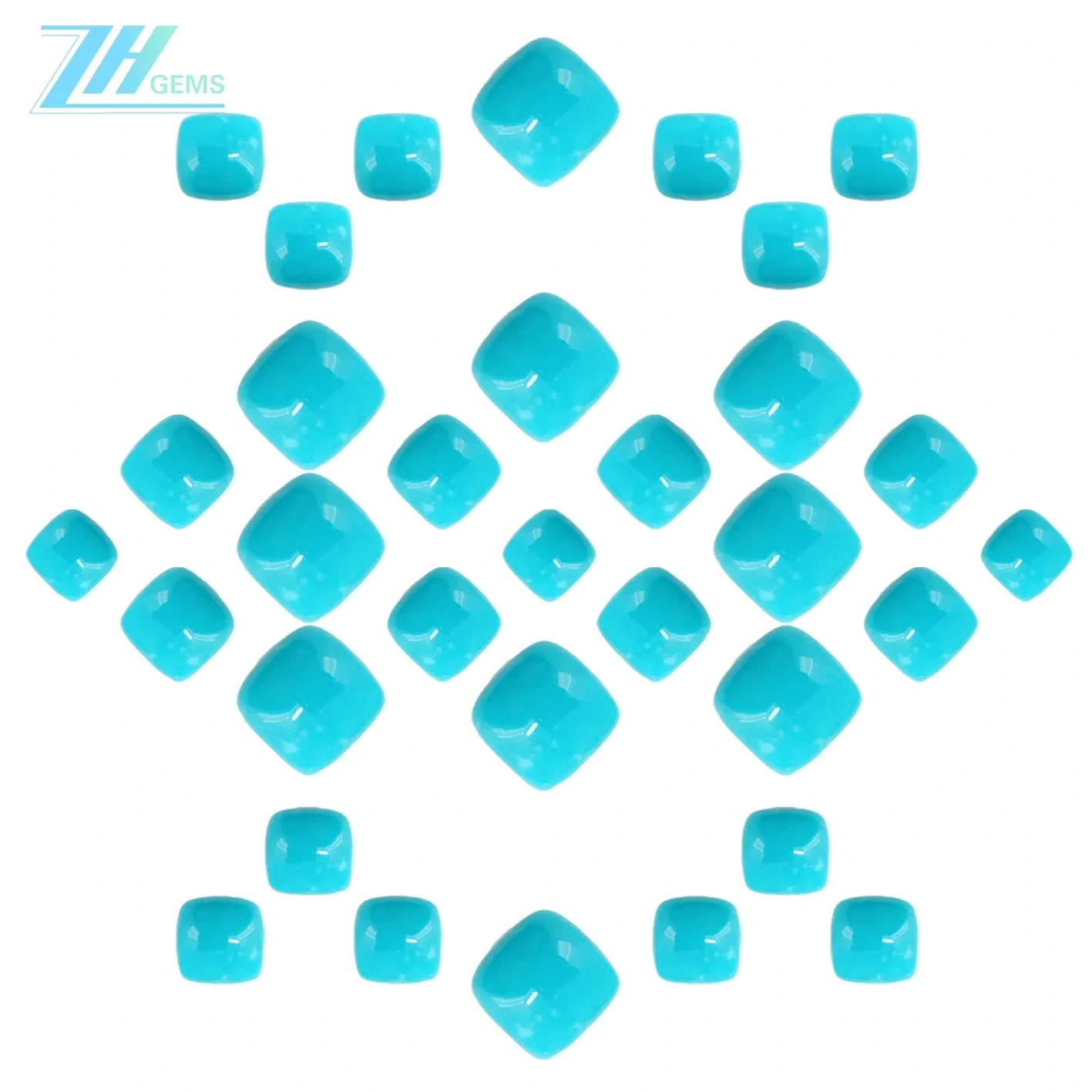 ធម្មជាតិ Turquoise Square Cabochon ទំហំ 8 * 8mm សម្រាប់គ្រឿងអលង្ការ ខ្សែក ខ្សែក Diy 1