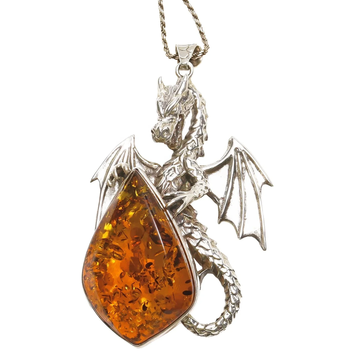 Baltic Amber Pendant Silver Pendant Handmade Flying Dragon Shape Silver Baltic Amber ຂອງຂວັນເຄື່ອງປະດັບສໍາລັບນາງ 1