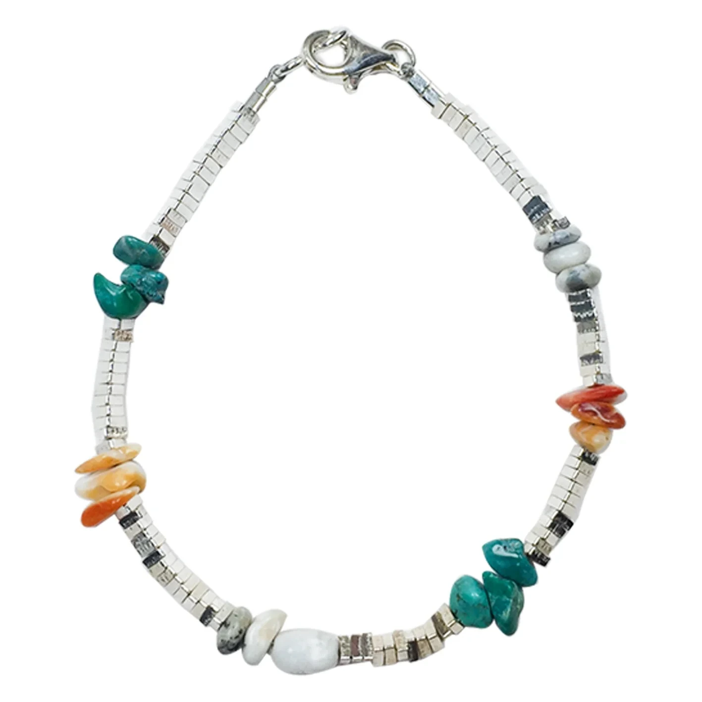 Natural Turquoise And White Turquoise With Spiny Oyster Free-shape Beads 925 Silver Gemstone Jewelry For Making 1