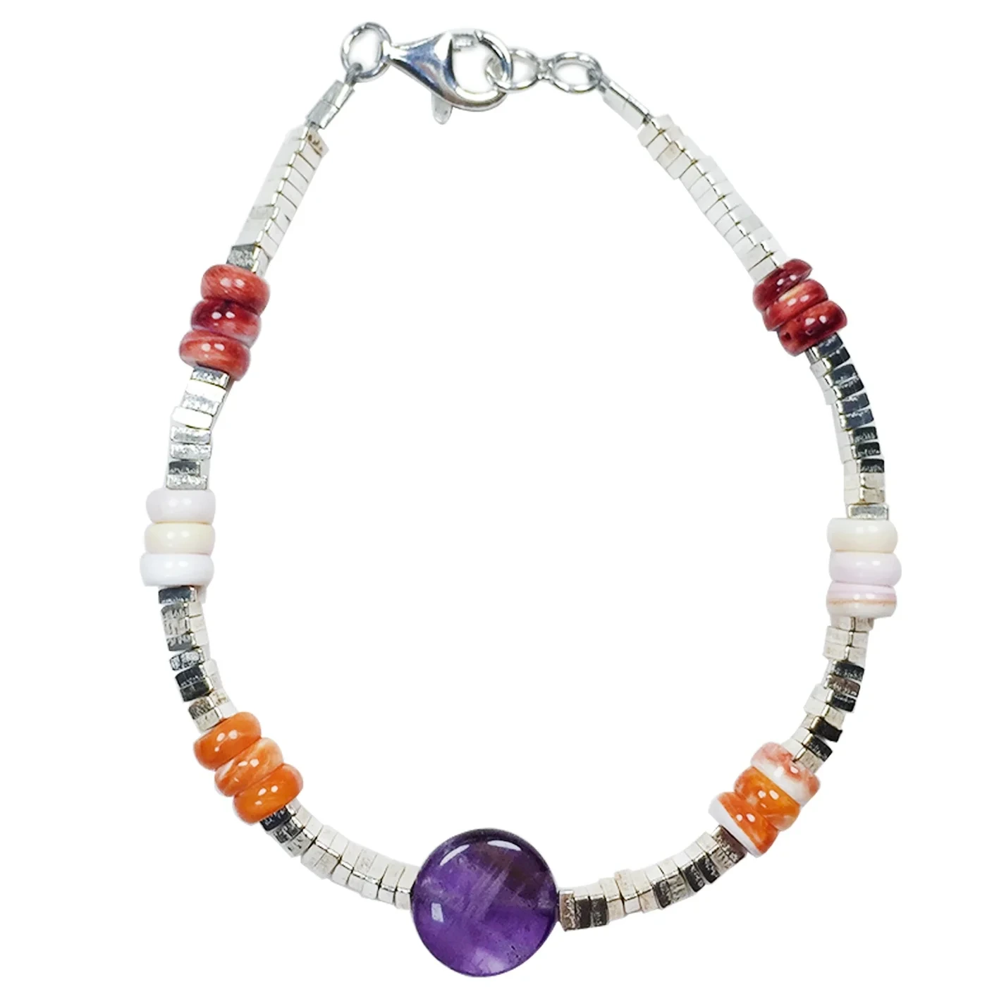 Oranġjo Spiny Oyster U Roża Opal Roundle Żibeġ Bil Pendenti Amethyst Bracelet tal-fidda 925 Biex Nagħmlu Dehbijiet Holiday Gift 1