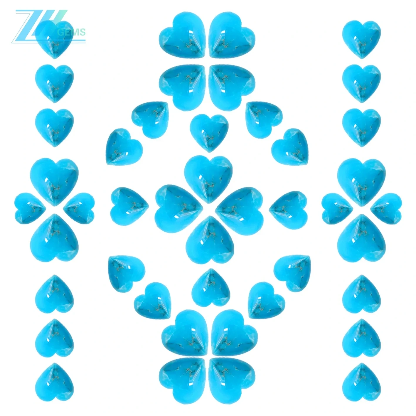 Natural Turquoise Heart Cabs Size 12mm Natural Blue Turquoise Cabochon Loose Gemstone Heart Shape 1